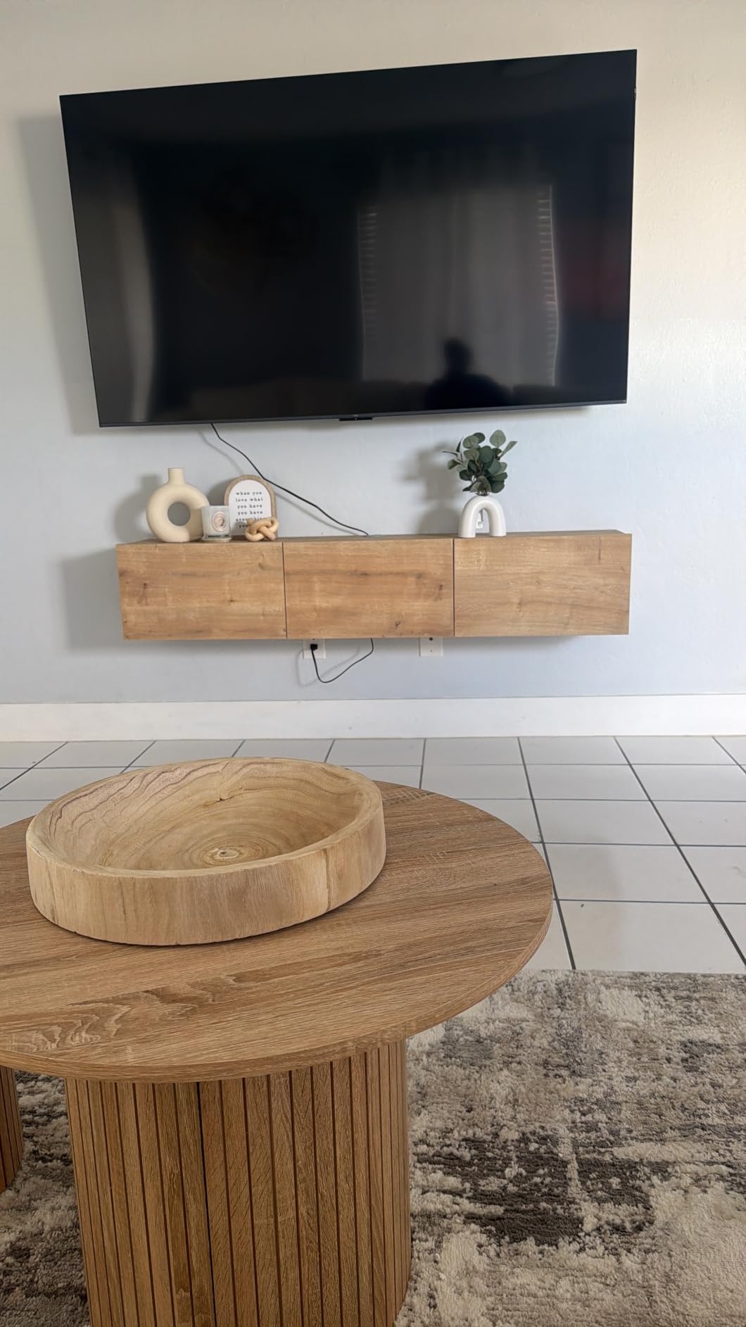 Floating TV Stand Wall Mounted for 65 to 80 inch TVs, Modern Floating Entertainment Center with Cable Management, Wall Mount TV Stand with Storage, Mounted TV Console for Living Room customer photo 1
