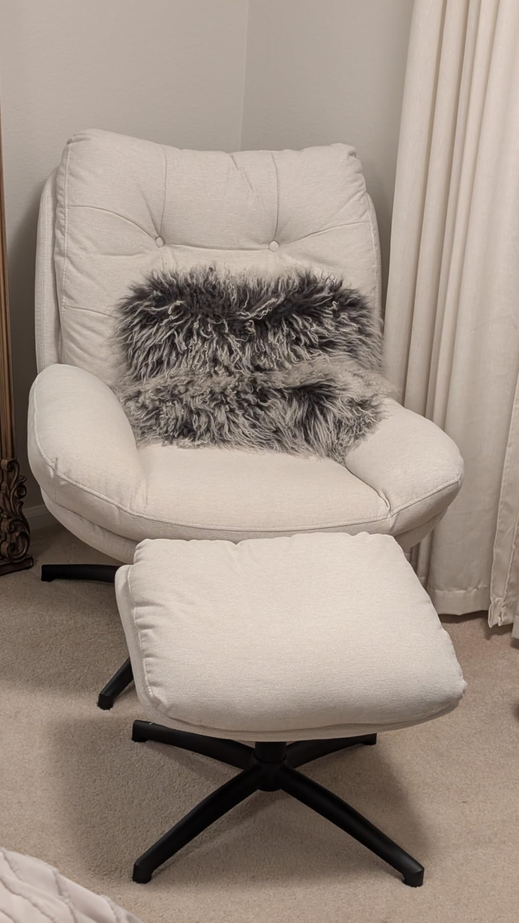 Swivel Accent Chair with Ottoman Set for Living Room, Chenille Comfy Reading Chair with High Back, TV Lounge Chair with 360 Degree Swiveling, Tilting for Bedroom, Modern Armchair with Footrest, Green customer photo 1