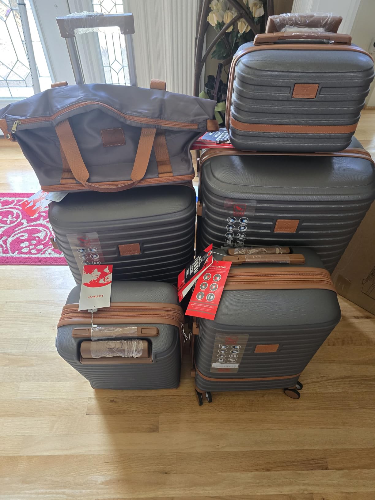 Luggage Set 7 Piece Suitcase Sets with Spinner Wheel,Hardside Expandable Travel Luggage with TSA Lock (18/20/24/28 White customer photo 1