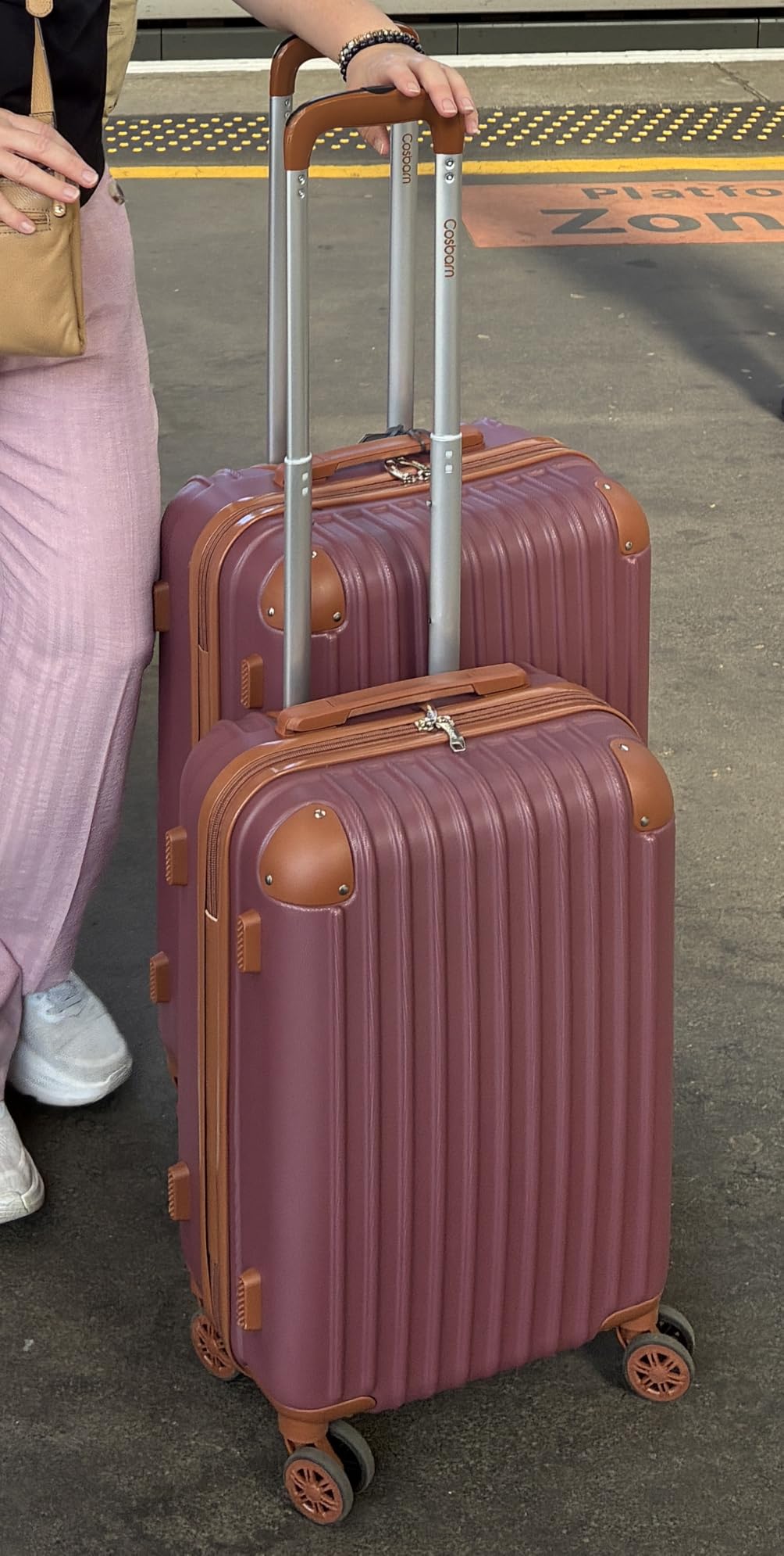 Cosbarn Luggage Sets 5 Piece Suitcases with Wheels, Suitcase Set ABS Hard Case Luggage with TSA Lock Spinner Wheels Durable Travel Luggage customer photo 1