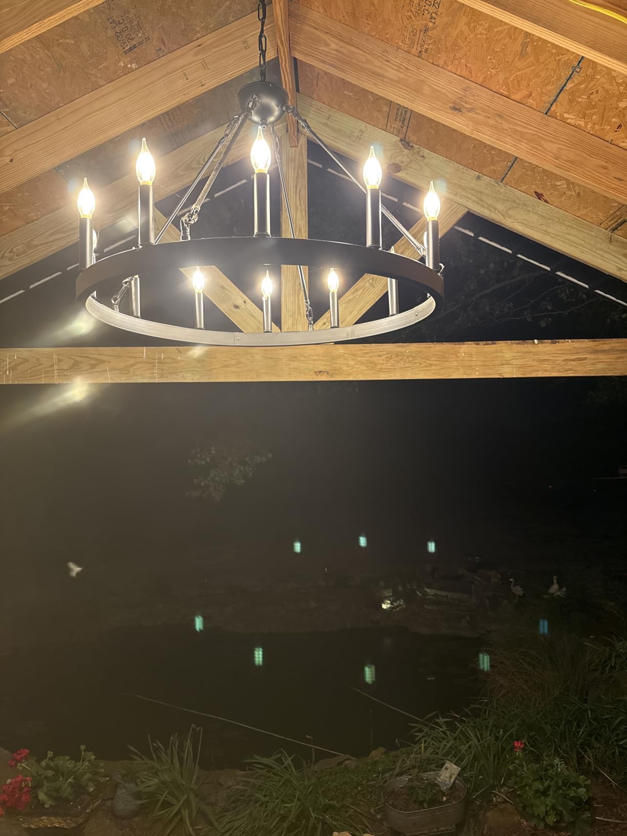 Large black wagon wheel chandelier 64 inch, 30-Light Farmhouse wagon Wheel Chandeliers Round Industrial ceiling light fixtures for outdoor porch high ceilings Living Dining Room Foyer Entryway customer photo 2