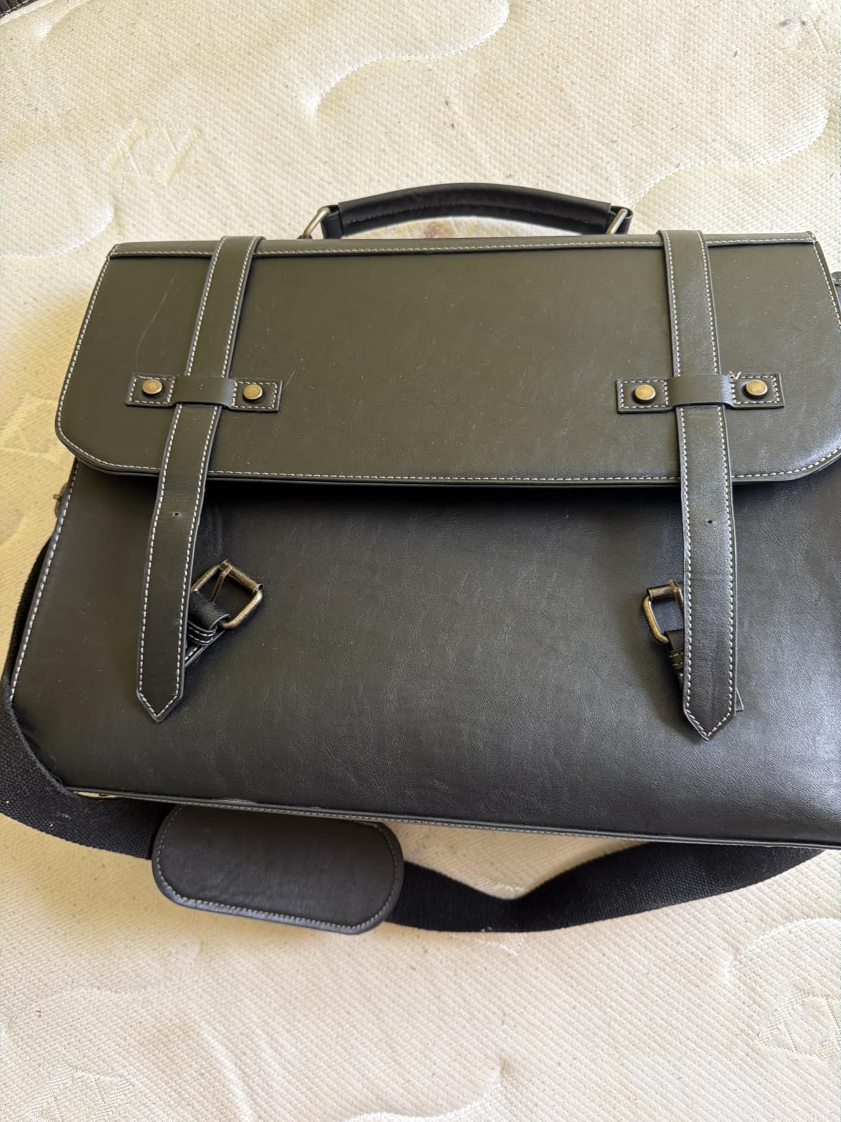 RAINSMORE Mens Messenger Bag 17 Inch Waterproof Vintage Leather Laptop Bag | Large Laptop Briefcase Satchel Bag Computer Shoulder Bag for Office Business Travel College customer photo 1