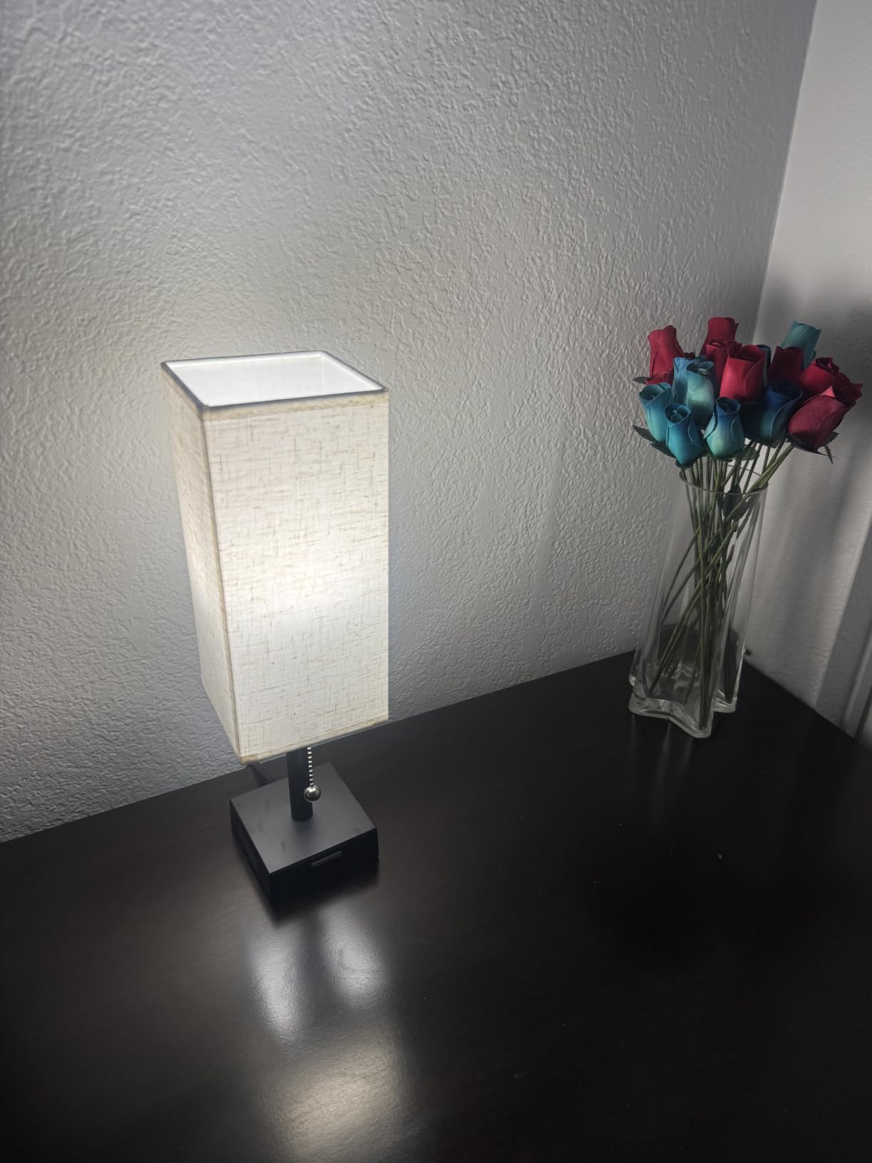 Bedside Lamp for Bedroom Set of 2 - Small Table Lamp for Nightstand | AC Outlet, 3 Color Temperatures, LED Bulb Included, Pull Chain Design, 14
