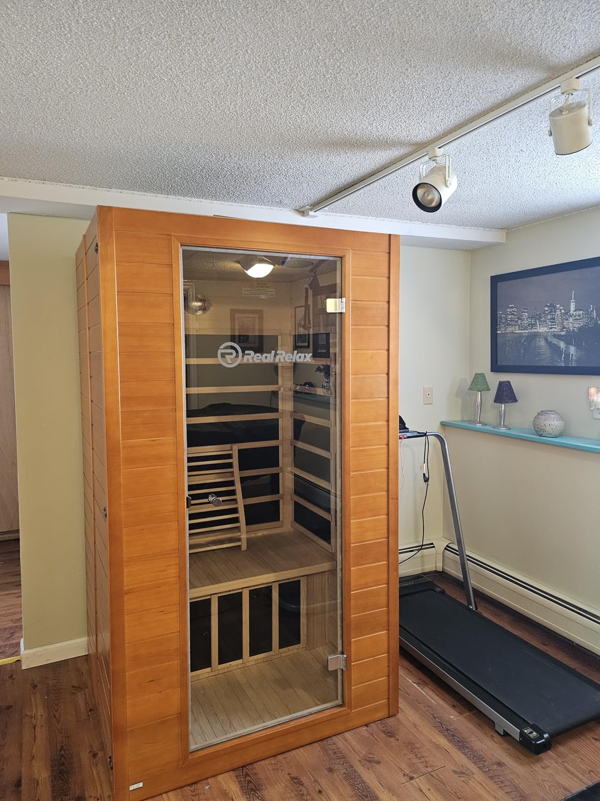 Real Relax Infrared Sauna for Home, Home Infrared Saunas up to 1-2 Persons, Canadian Hemlock Wooden Indoor Dry Sauna Room with Low Emf Red Light Therapy, 9-Color Chromotherapy Lights customer photo 2