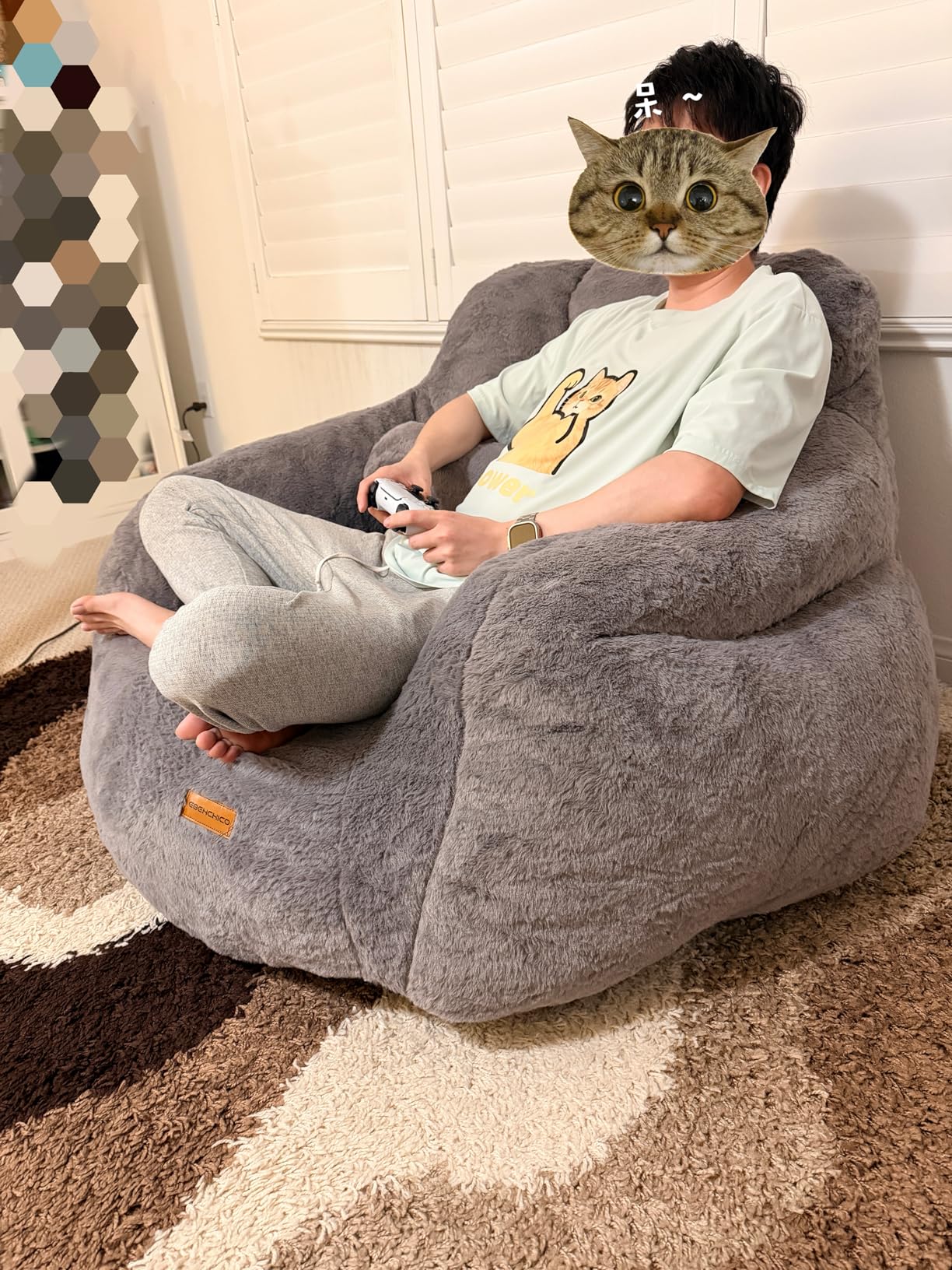 EBENCHICO Giant Bean Bag Chair for Adults Oversized Faux Fur BeanBag Sofa | With Pillow and Armrests, With Filler, Reading Chair For Living Room Bedroom Dorm customer photo 2
