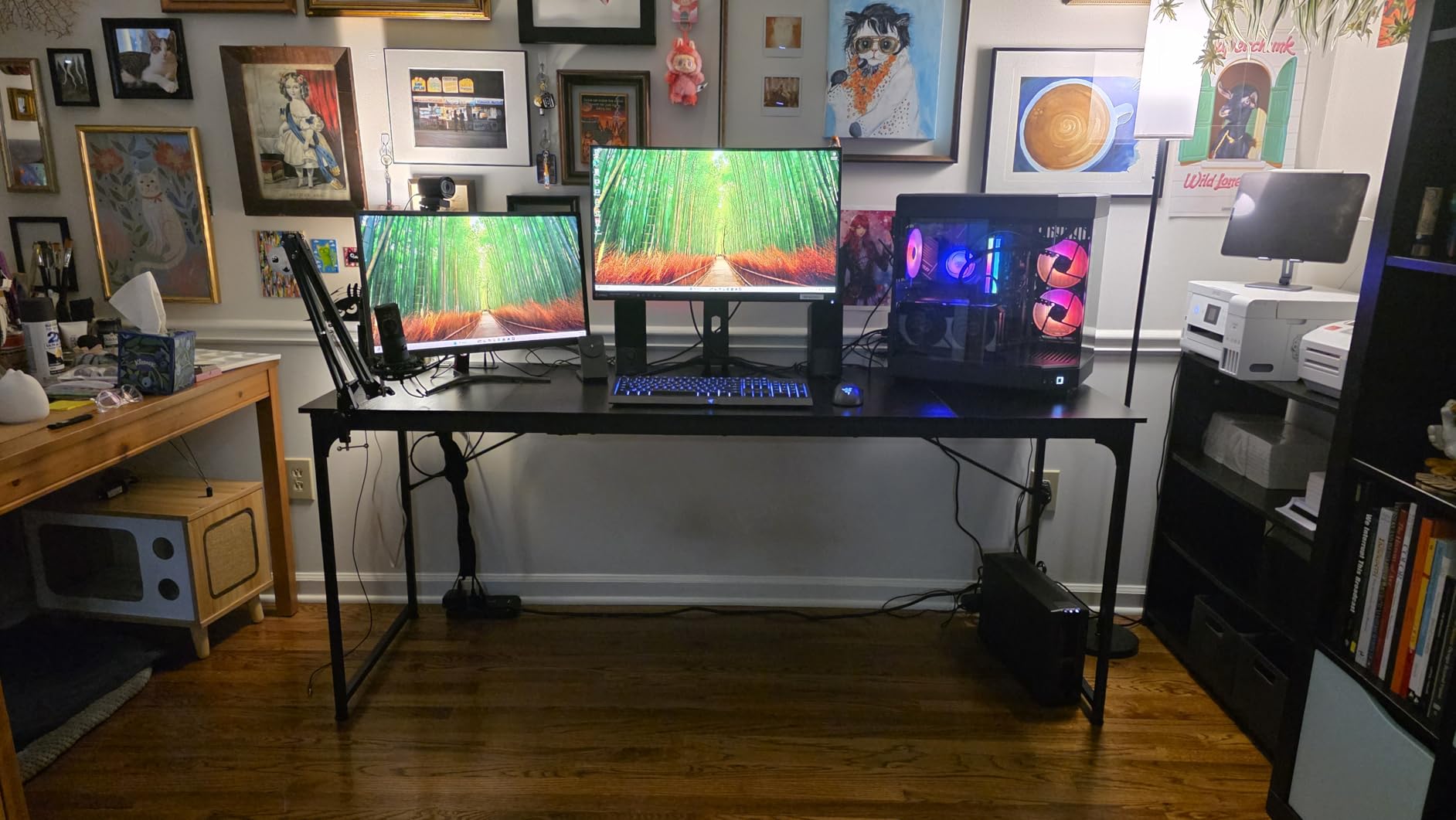 Coleshome 71 Inch Computer Desk with USB Ports, Large Office Desk, Long Study Student Writing Desk, Rustic Brown customer photo 2