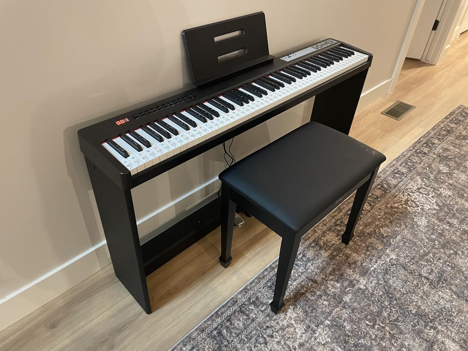 Donner DEP-08 Digital Piano Keyboard Velocity-Sensitive 88 Keys with Removable Piano Stand, Compact Beginner Home Electric Piano with Split Mode, LED Digital Tube, Triple Pedal customer photo 1