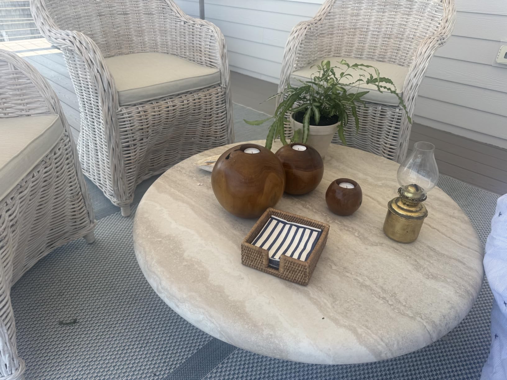 Round Faux Marble Coffee Table, Modern Drum Design, Circle FiberglassCoffee Table, End Table for Living Room, Apartment, No Assembly Required (31.49'' Mars Pattern) customer photo 1