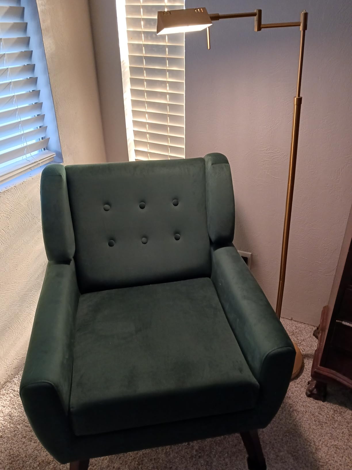 Mid-Century Modern Velvet Accent Chair, Royal Blue, Set of 2 | Tufted Button Backrest Armchair, 4.5