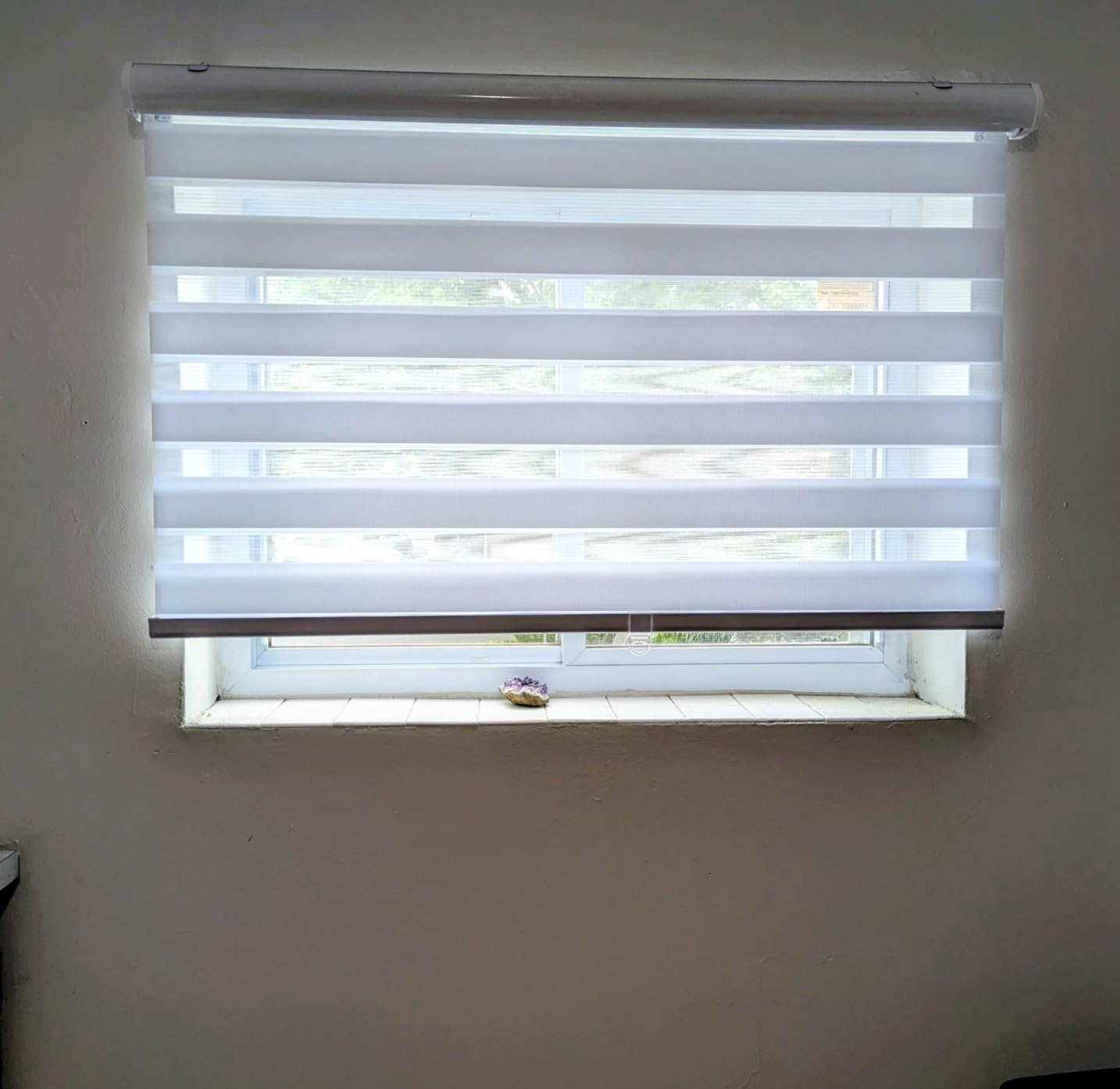 LUCKUP Cordless Zebra Blinds Roller Shades for Window-Dual Layer Sheer Blinds Light Control with Valance Day Night Privacy Light Filtering Fabric, 45