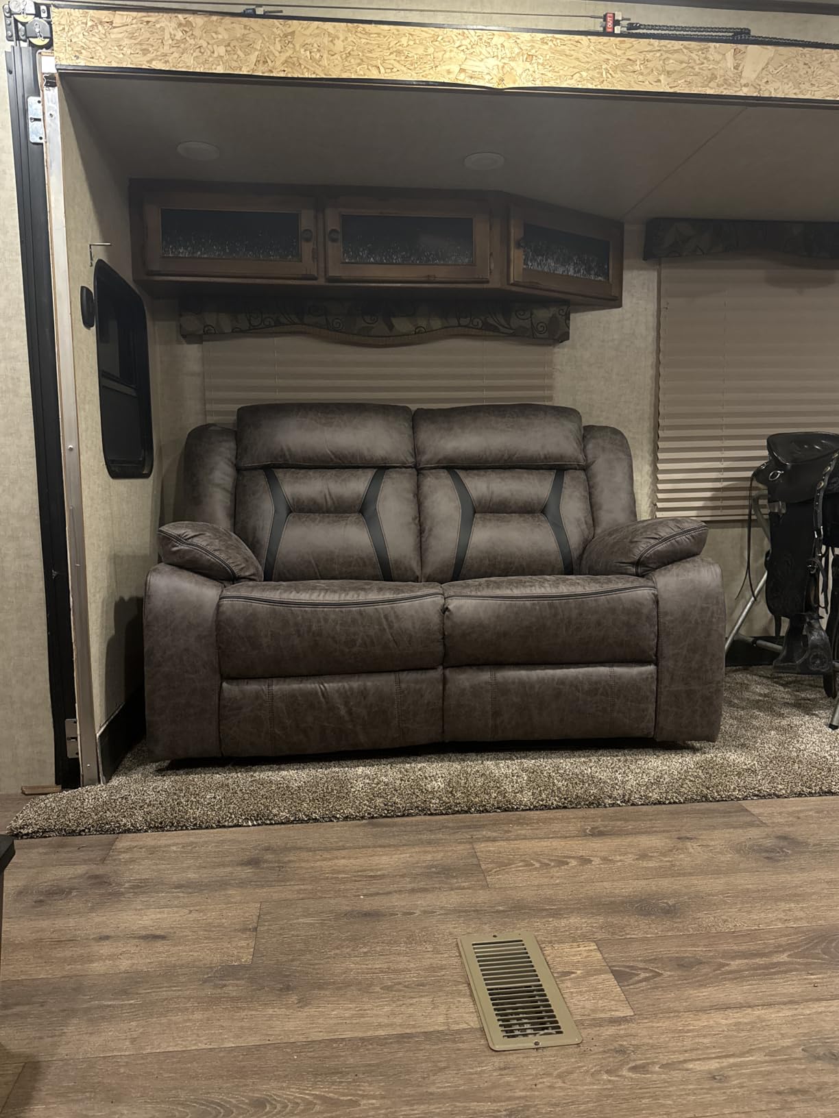 Faux Leather Recliner Sofa Furniture Set for Living Room, Recliner Chair, Manual Loveseat, 3 Seat Recliniing Sofa Couch Set for Meeting Room, Brown customer photo 2