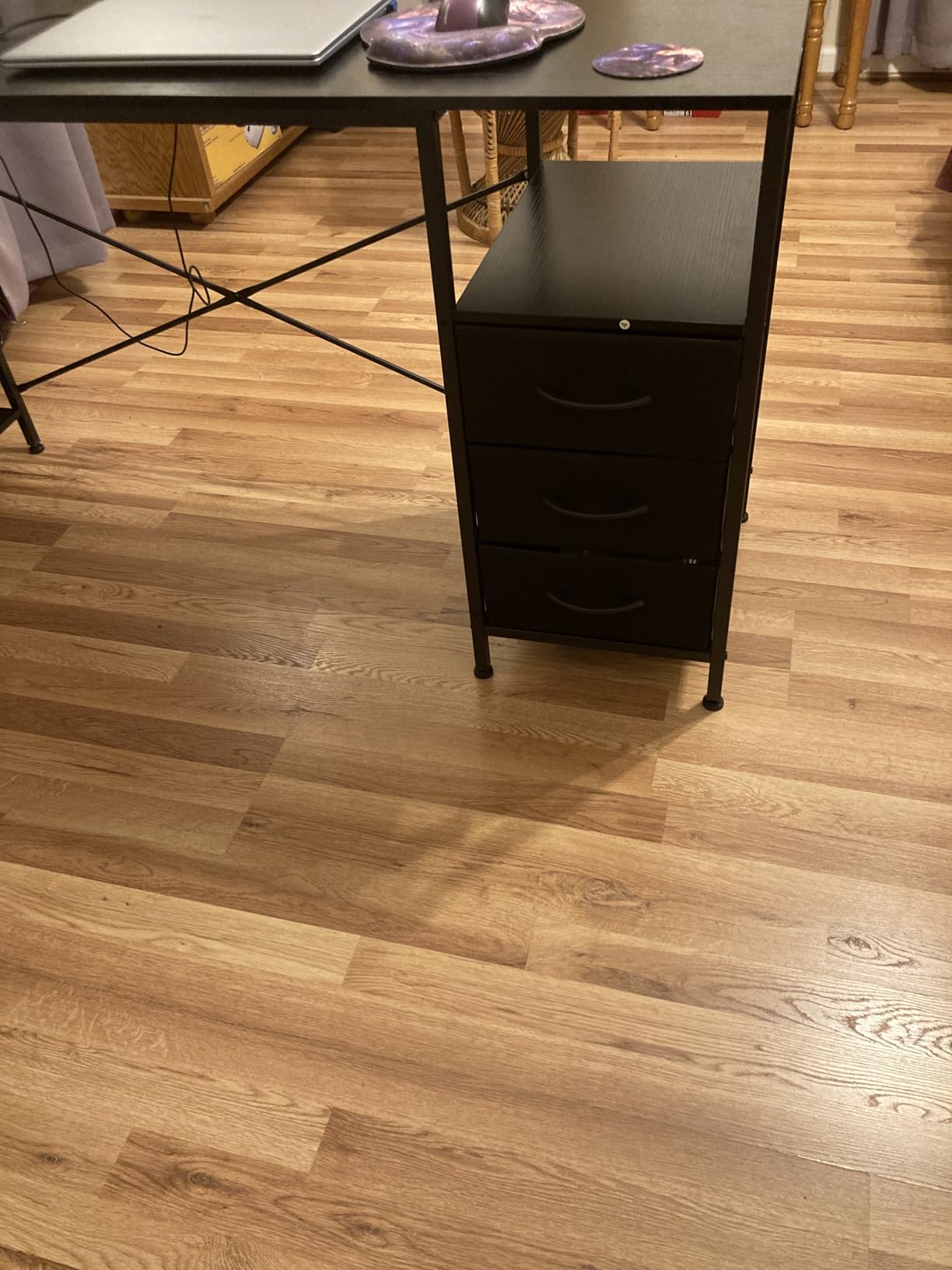 Huuger L Shaped Office Desk with Power Outlets | 47 Inch Computer Desk with 3 Drawers, Shelves, for Gaming, Corner Work, Home Office, Study, Rustic Brown customer photo 2