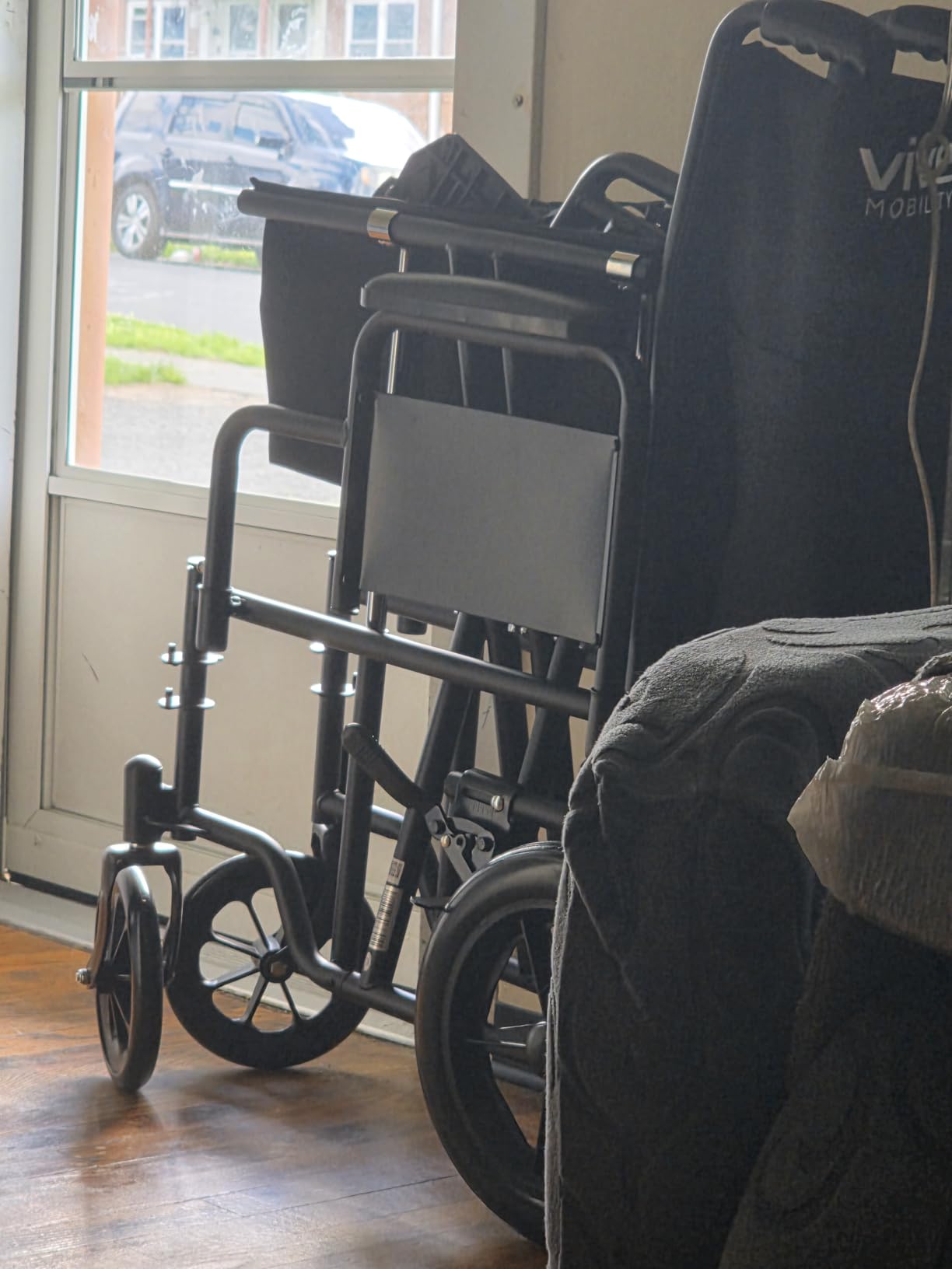 Vive Mobility Bariatric Transport Wheelchair for Adults - Supports 450lbs | Foldable, Heavy Duty Travel Wheel Chair - Portable, Transfer Aid with Swing Away Footrests & 22 Inch Wide Seat customer photo 1