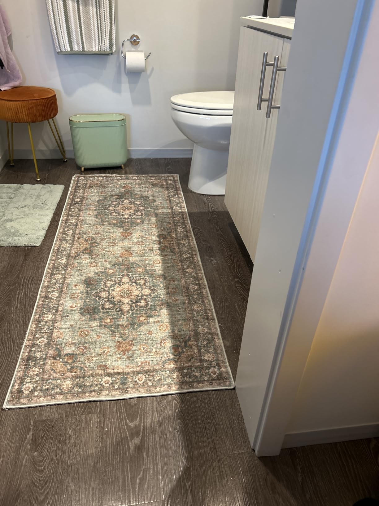 TOPRUUG Washable Oriental Area Rug - 6ft Round Rugs for Living Room Soft Carpet for Bedroom Waterproof Floral Distressed Indoor Stain Resistant Non-Shedding Floor Carpets (Beige, 6ft-Round) customer photo 2