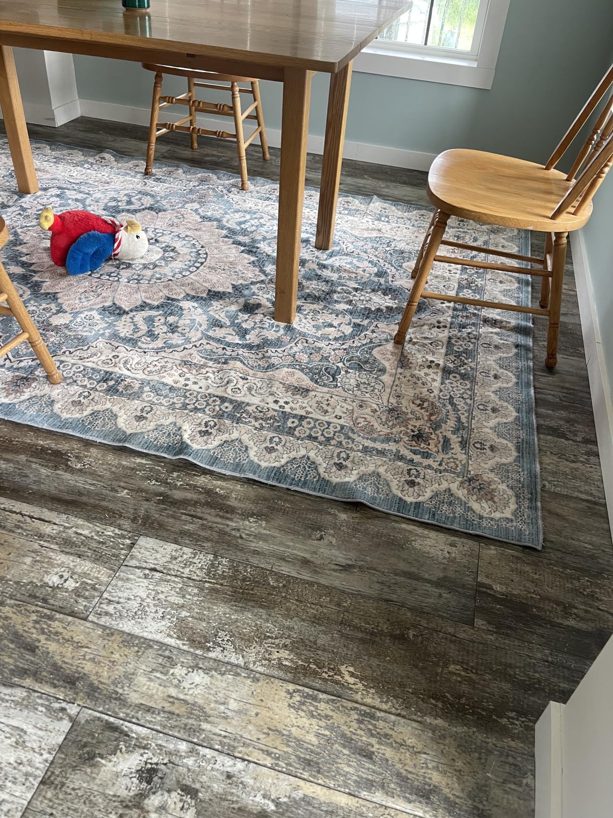 Foxmas 6x9 Area Rugs for Living Room, Machine Washable Vintage Rug, Non-Slip Low Pile Throw Rugs with Rubber Backing Washable Carpet for Bedroom Dining Room Kitchen Home Decor, Blue customer photo 2