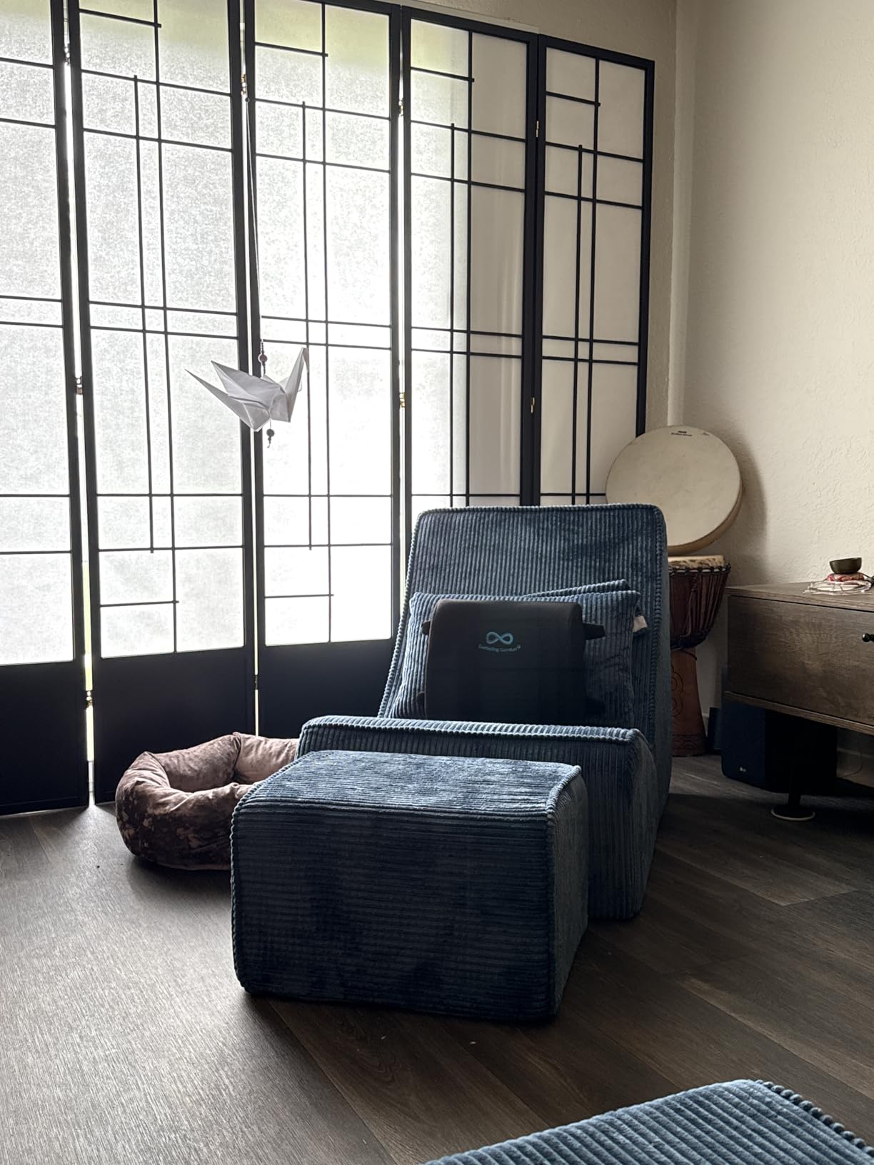 Chaise Lounge Chair with Ottoman, Giant Corduroy Bean Bag Chair for Adults | Roomy Seating Comfort with Supportive Back, Detachable Neck Pillow and Washable Cover for Living Room, Bedroom & Garden customer photo 2