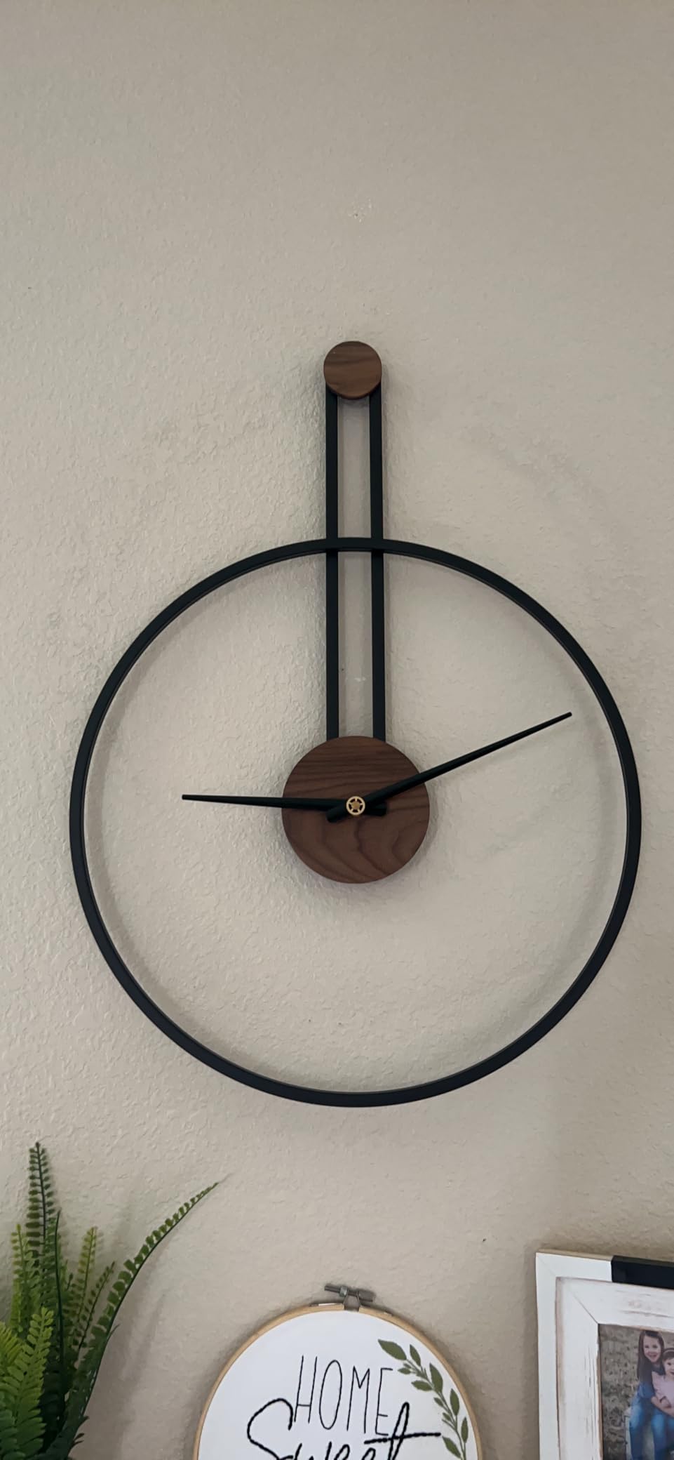 38.6x30 Inch Extra Giant Large Metal Modern Farmhouse Oversized Decorative Wall Clocks for Living Room, Big Minimalist Wall Clock with Elegant Natural Walnut Dial for Office, Dining Room customer photo 2