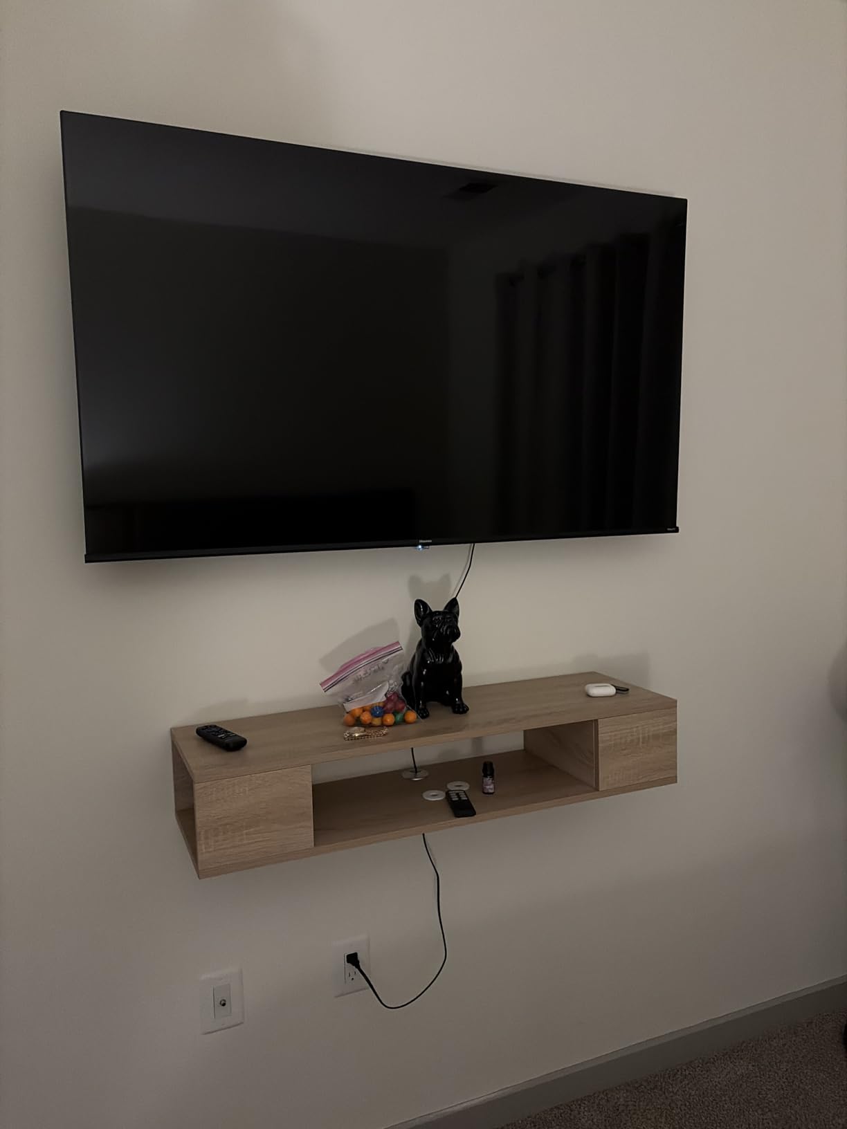 GHC Floating TV Stand, Wall Mounted Entertainment Center and Cabinet Shelf, TV Console with Storage for TVs up to 55 inch, Under TV Shelf for Living Room (Natural Oak) customer photo 1