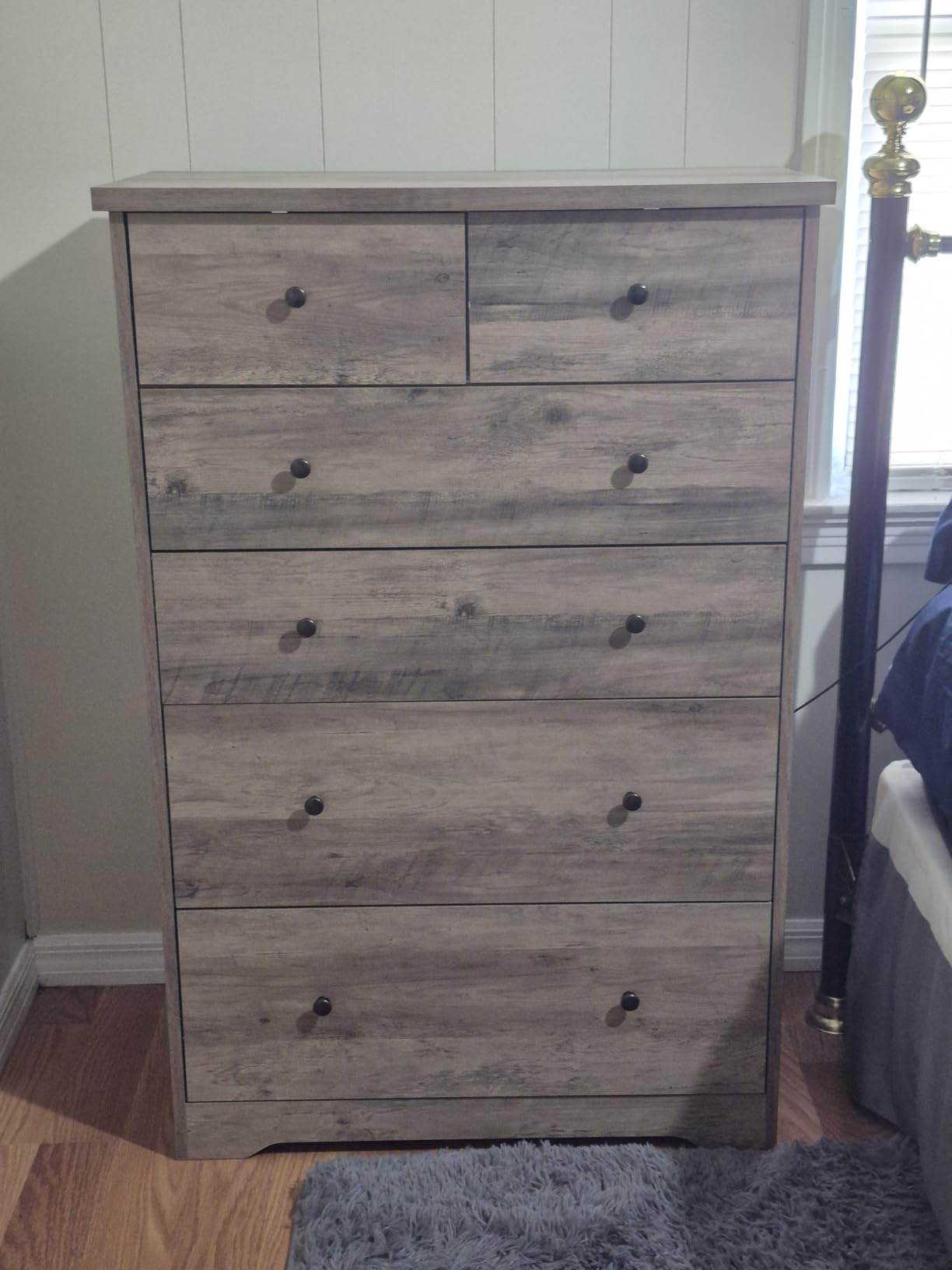 VINGLI Tall Dresser, Rustic Grey Dresser 6 Drawer Chest of Drawers, Wood Gray Dressers for Bedroom, Hallway, Home Office, 31.5