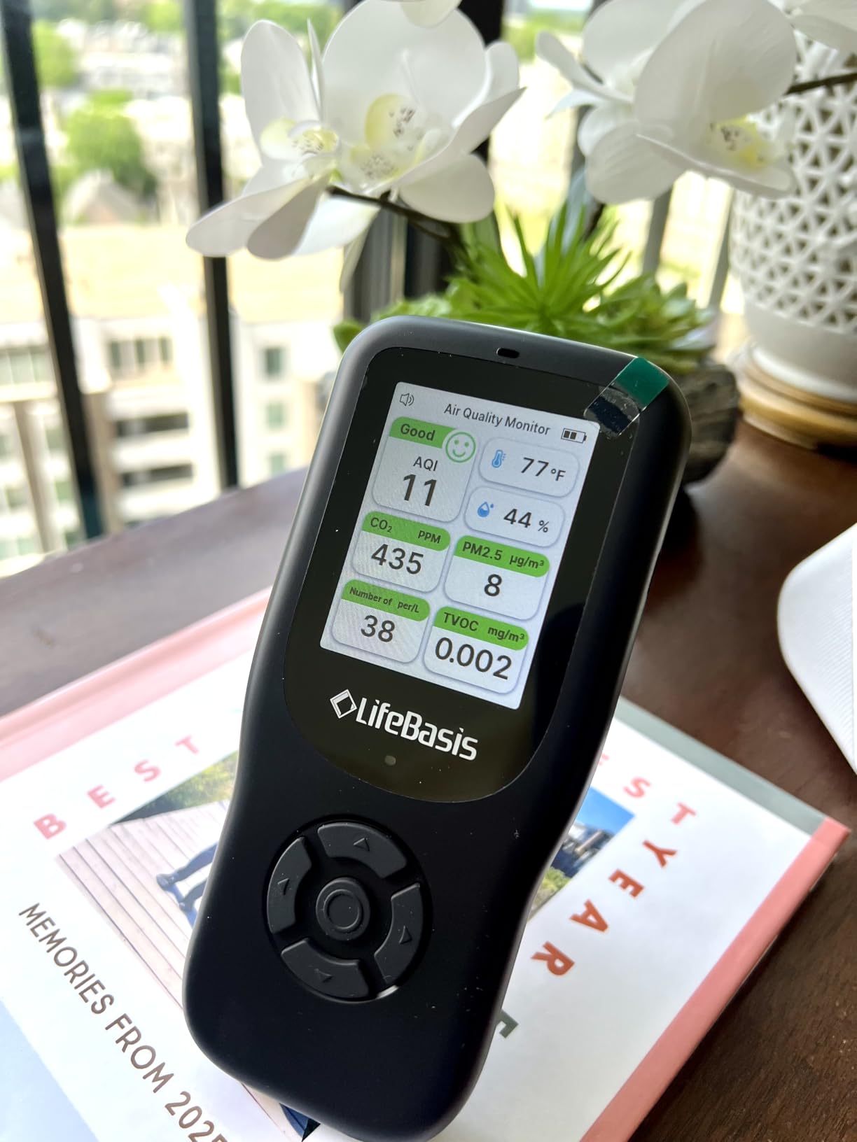 LifeBasis Air Quality Monitor Indoor, 11-in-1 Air Quality Detector | Air Meter Test AQI, PM1.0, PM2.5, PM10, CO2, TVOC, HCHO, Particles, Temperature and Humidity with Alert - Black customer photo 1