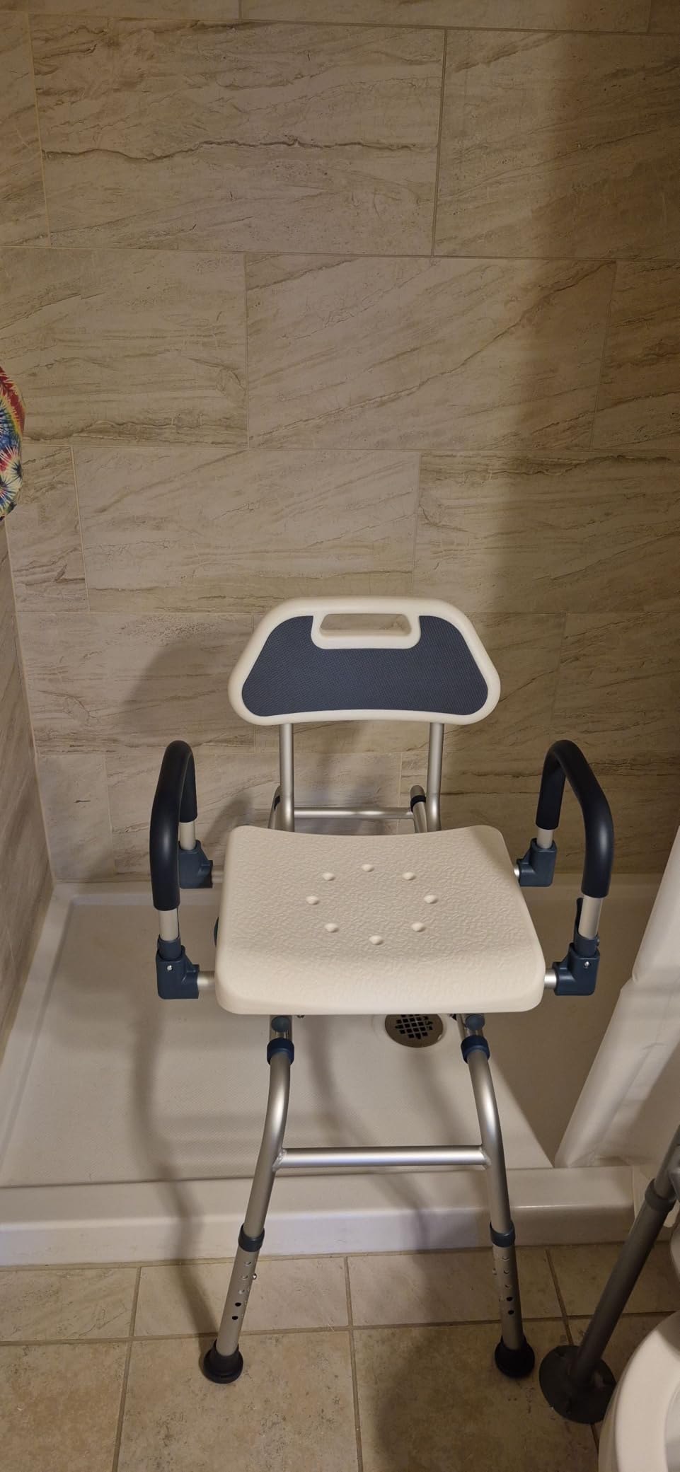 Sliding Shower Chair Tub Transfer Bench with Swivel Seat, Security Belt, 360 Rotation - PELEGON customer photo 1