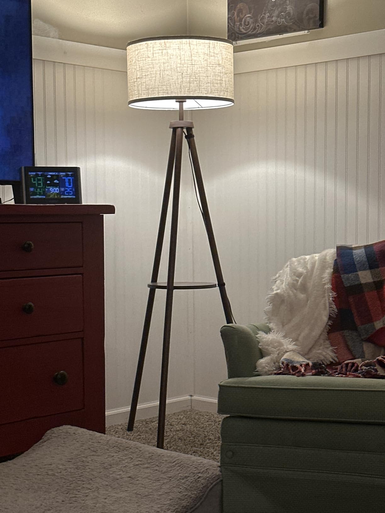 EOEYYOYB Floor Lamp with 3 Light Modes Adjustable- Wood Tripod Floor Lamp Modern LED Standing Lamp with Dimmable Brightness, Perfect for Living Room, Bedroom, and Office, Burlywood customer photo 2