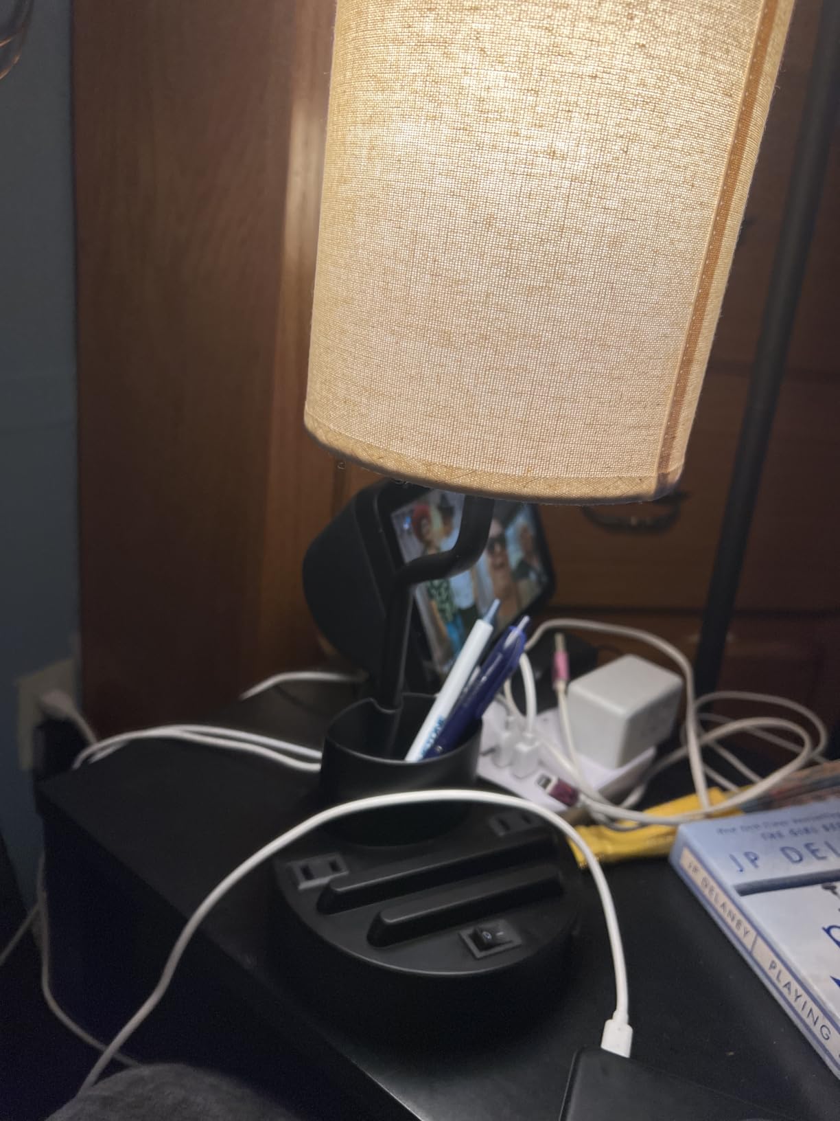 Bedside Table Lamps for Bedroom Set of 2 - Nightstand Light with AC Outlet and USB A & C for Charging, 3 Color Temperatures, Study Desk Lamp with Pen Holder & Phone Stand for Living Room/Dorm/Office customer photo 1