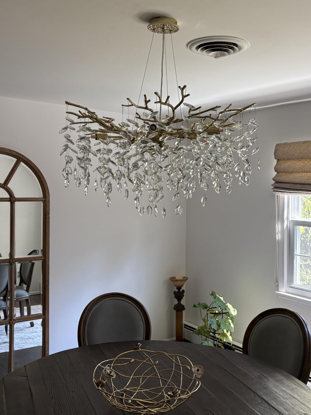H65'' Silver Tree Branch Crystal High Ceilings Chandeliers, Modern Crystal Staircase Chandeliers, D48'' Foyer Chandelier for High Ceiling, Luxury Large Living Room Chandelier, 27-Lights customer photo 1
