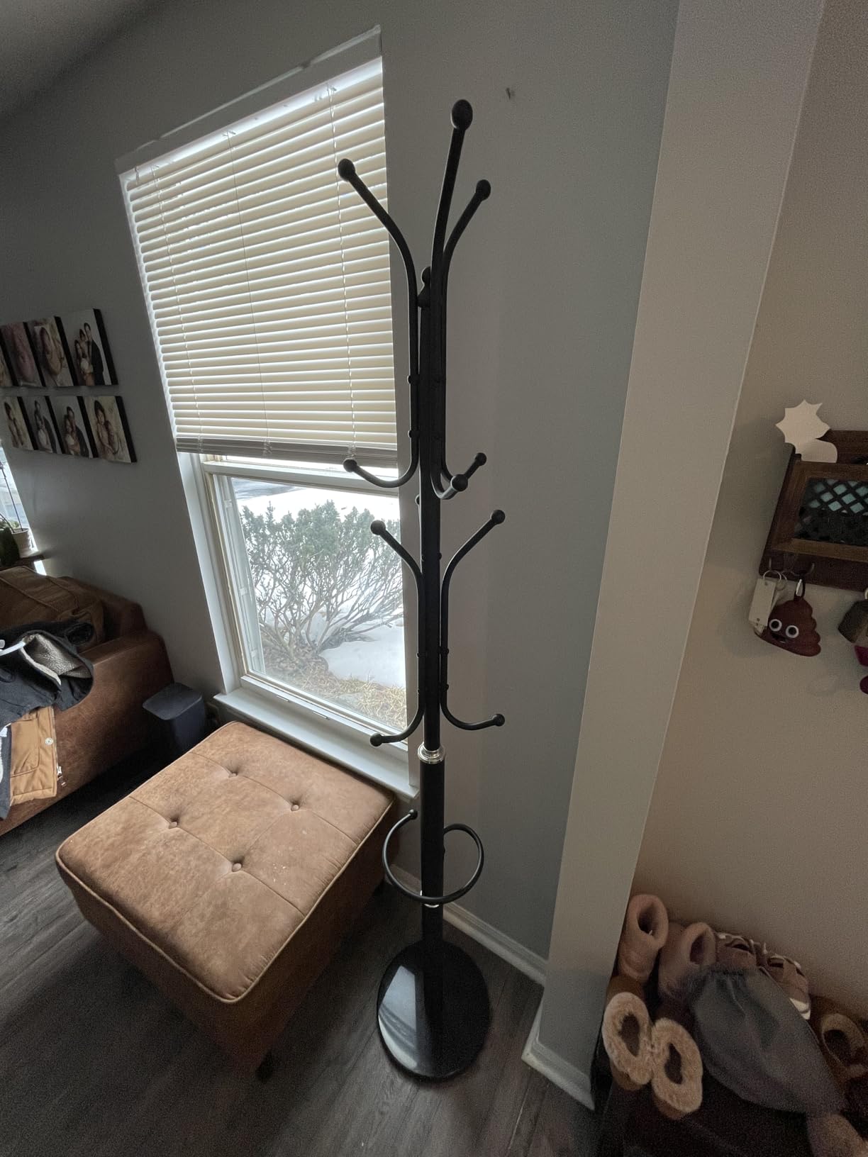 Yoobure Metal Coat Rack Freestanding with Marble Base, Coat Tree with 12 Hooks & Umbrella Holder, Coat Hanger Stand for Corner Entryway Bedroom Office, Heavy Duty customer photo 2