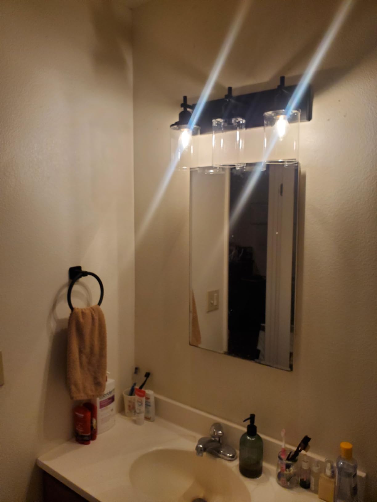 Lanhall 3-Light Black Bathroom Light Fixture Over Mirror Modern Farmhouse Bathroom Vanity Light Vintage Wall Lighting with Clear Glass Shade for Bathroom, Bedroom, Hallway, Cabinet customer photo 1