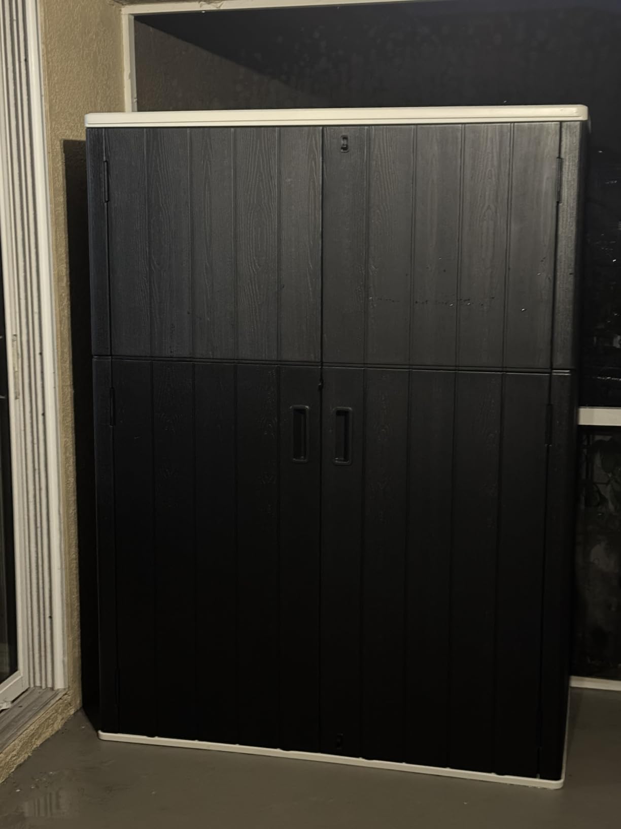 KINYING Outdoor Vertical Storage Shed,57 Cu.ft Outdoor Storage Cabinet Waterproof,Resin Sheds & Outdoor Storage Clearance for Garden,Patio,Backyard,Lockable (Brown) customer photo 2