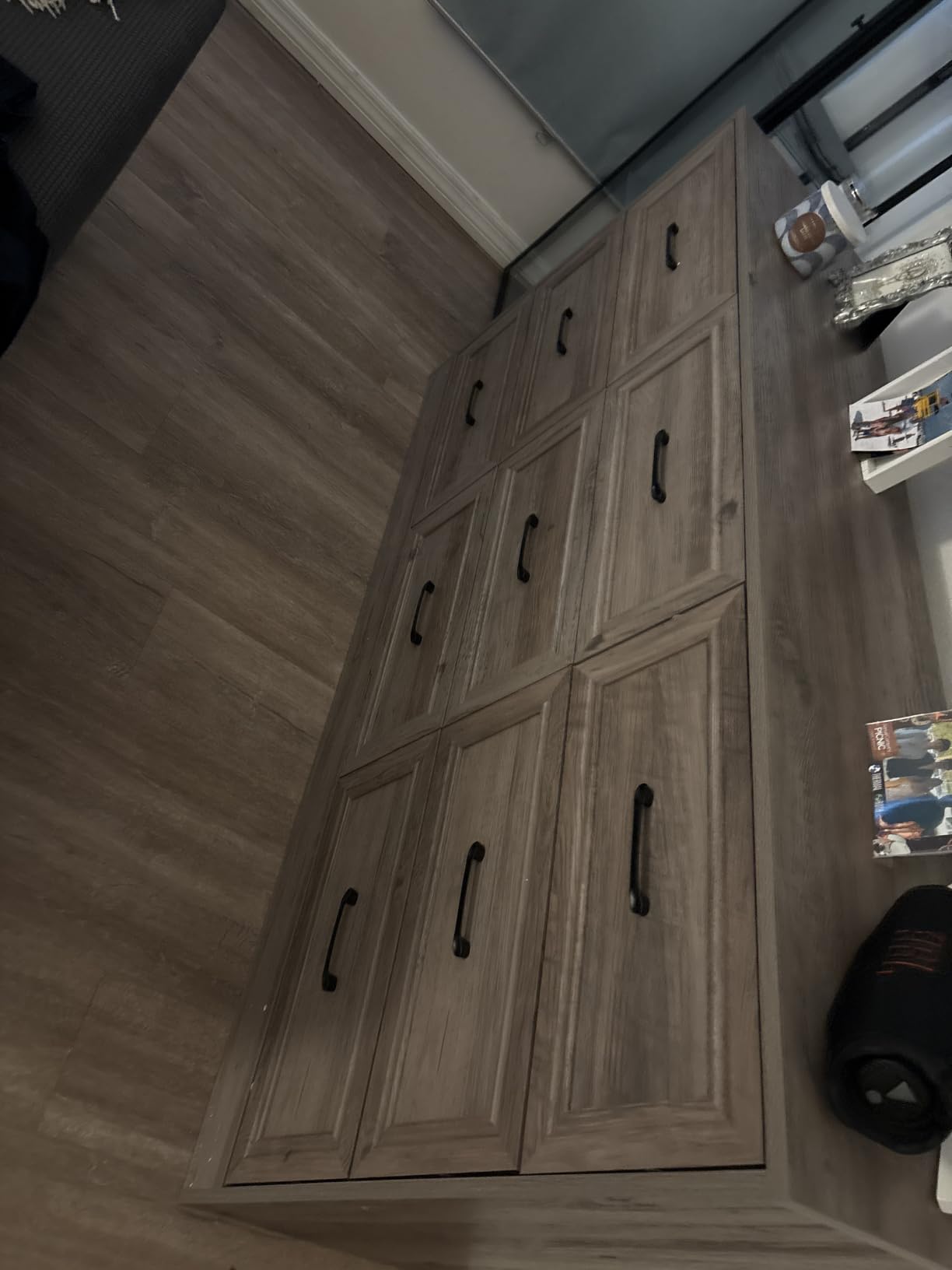 Fameill Dresser for Bedroom, 9 Drawer Wide Dresser Organizer with Charging Station, Tall Dresser for Hallway, Wood Dresser with Metal Handles, Ash Grey customer photo 1