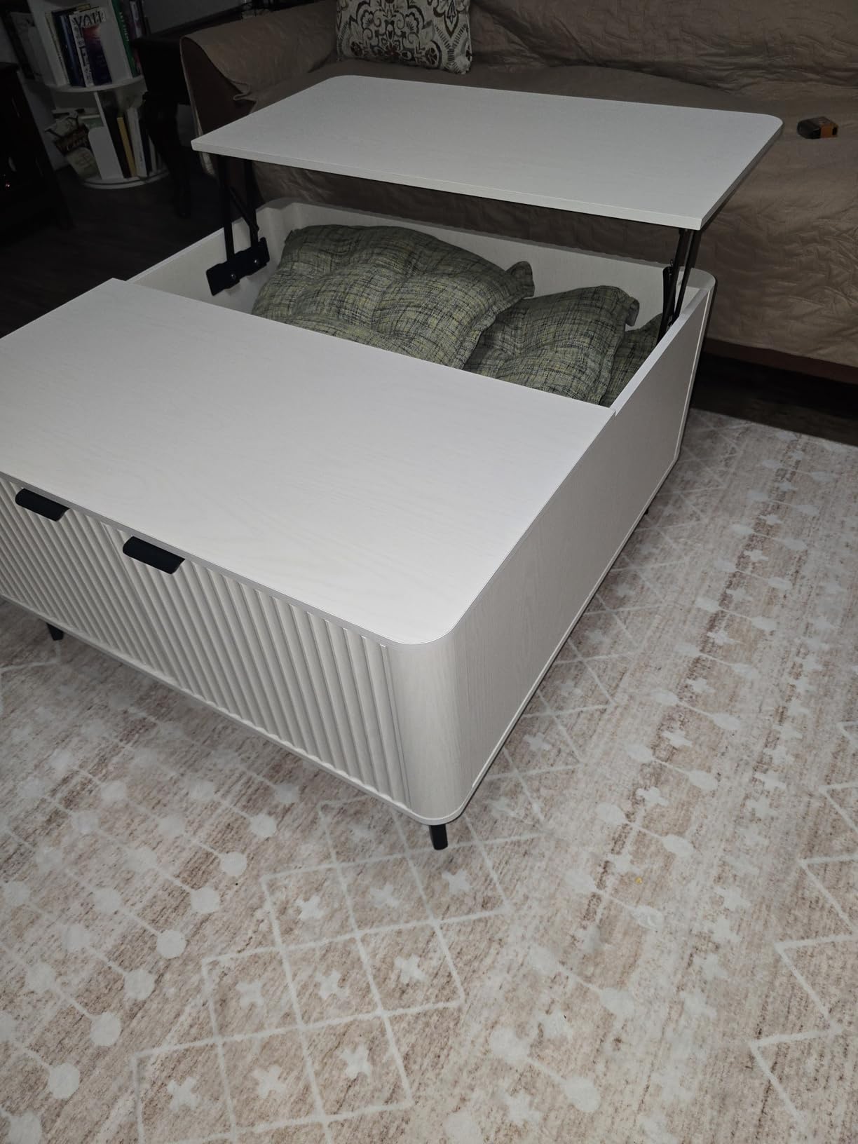 Fatmok Large Lift Top Coffee Table with Hidden Compartment, 35.4