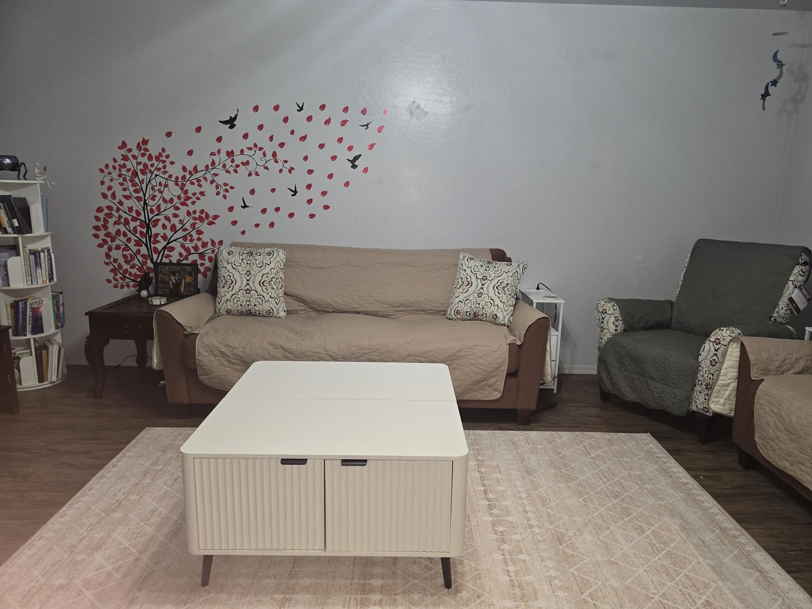 Fatmok Large Lift Top Coffee Table with Hidden Compartment, 35.4