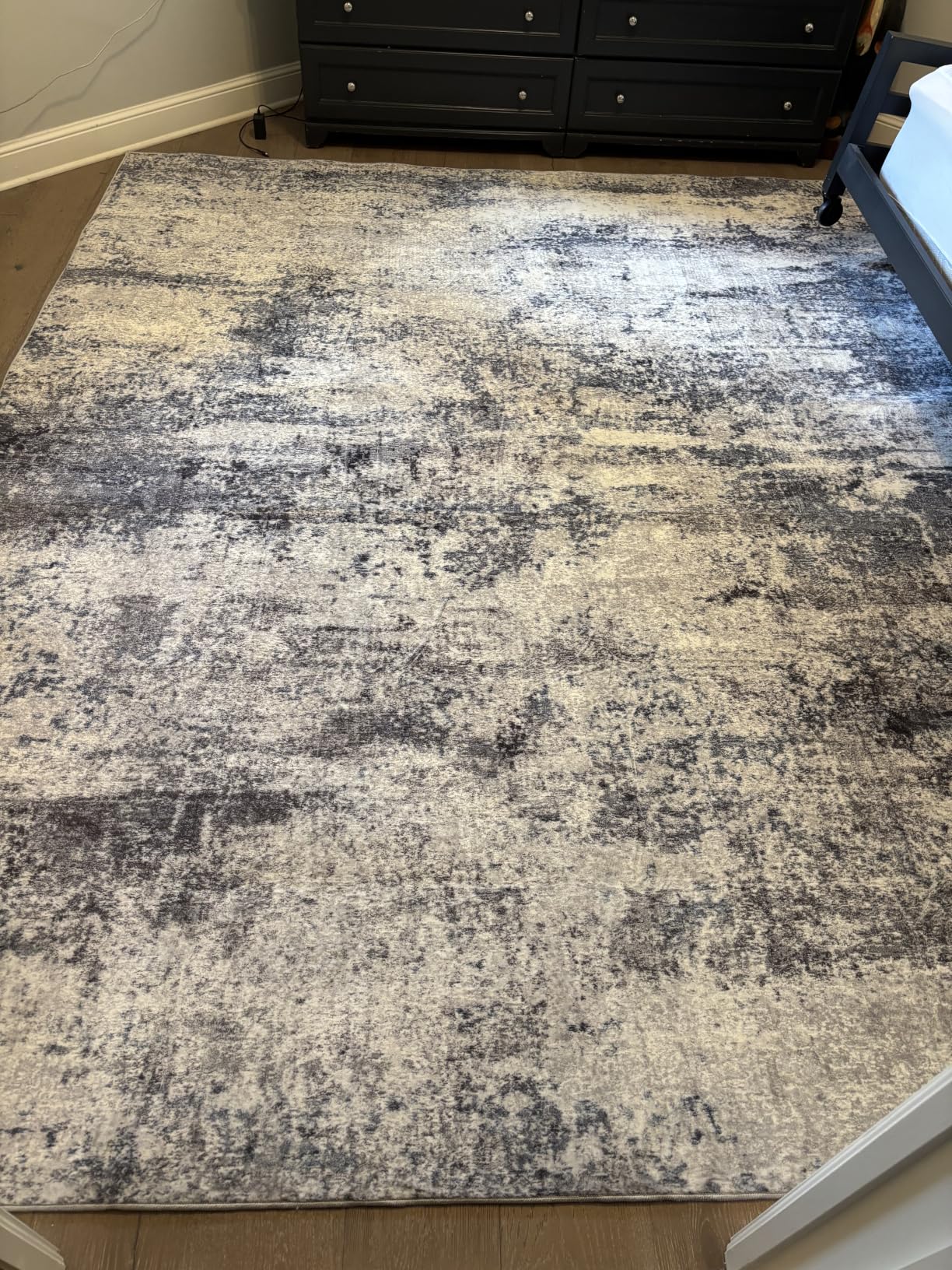 9x12 Area Rugs for Living Room Washable: Abstract Large Rug for Dining Room Bedroom Carpet Non Slip 9 By 12 Indoor Modern Nursery Home Office Blue Grey customer photo 2