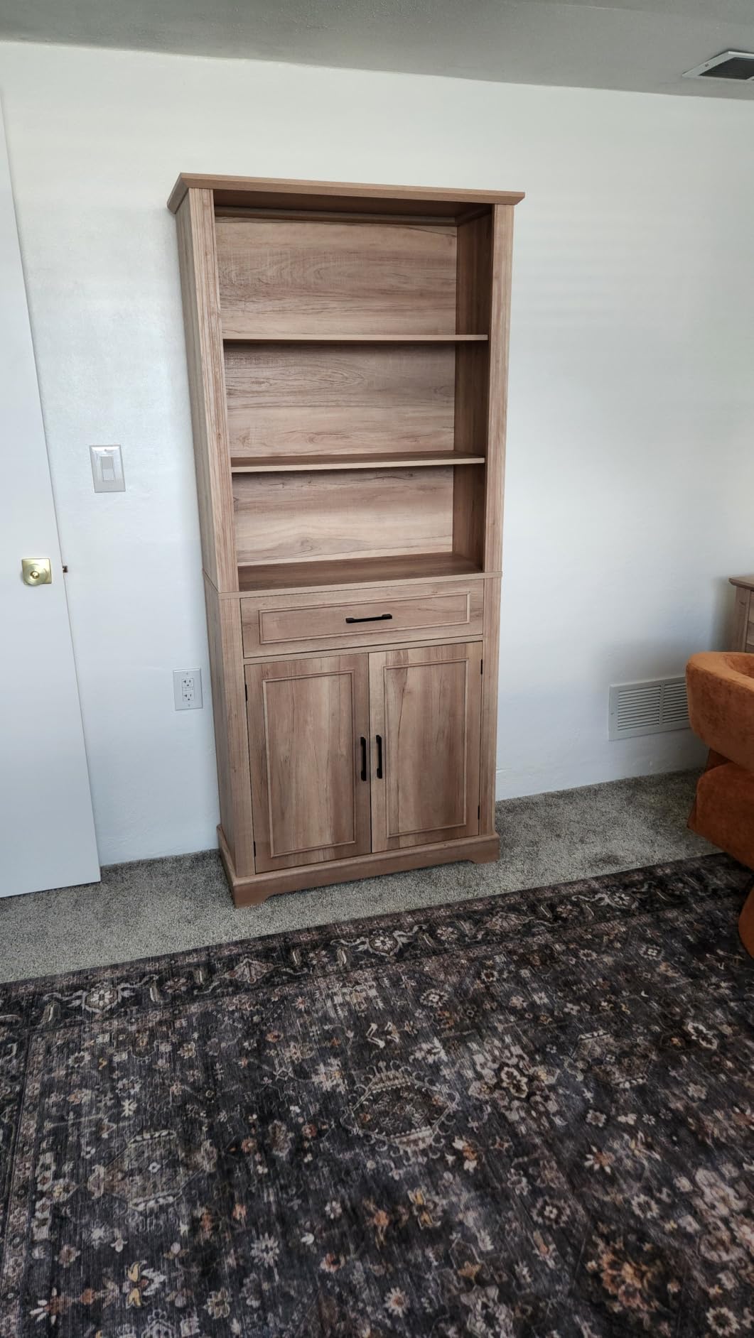 SEDETA Farmhouse Bookshelves and Bookcases with Doors and Drawer, Bookshelf with Storage, Floor Standing 6 Shelf Display Storage Shelves 70 in Tall Bookshelf for Home Office, Living Room, White customer photo 1
