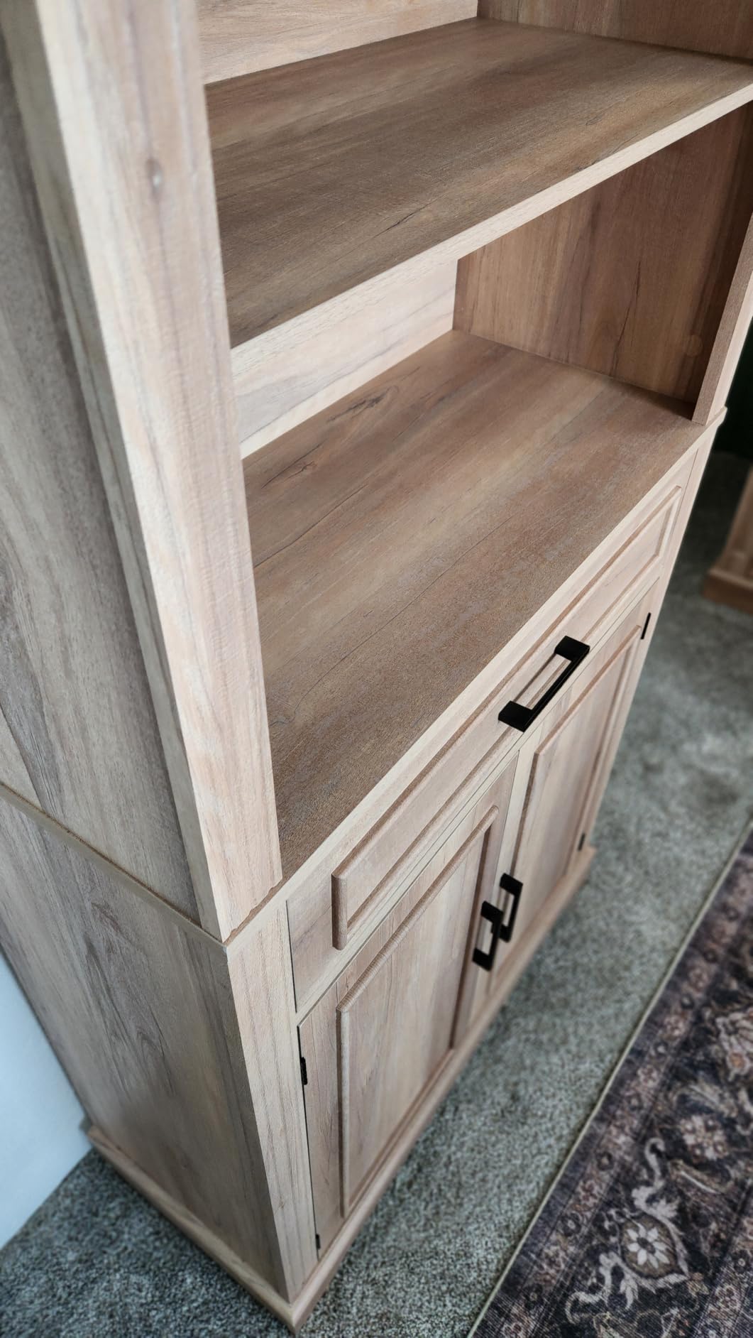 SEDETA Farmhouse Bookshelves and Bookcases with Doors and Drawer, Bookshelf with Storage, Floor Standing 6 Shelf Display Storage Shelves 70 in Tall Bookshelf for Home Office, Living Room, White customer photo 2