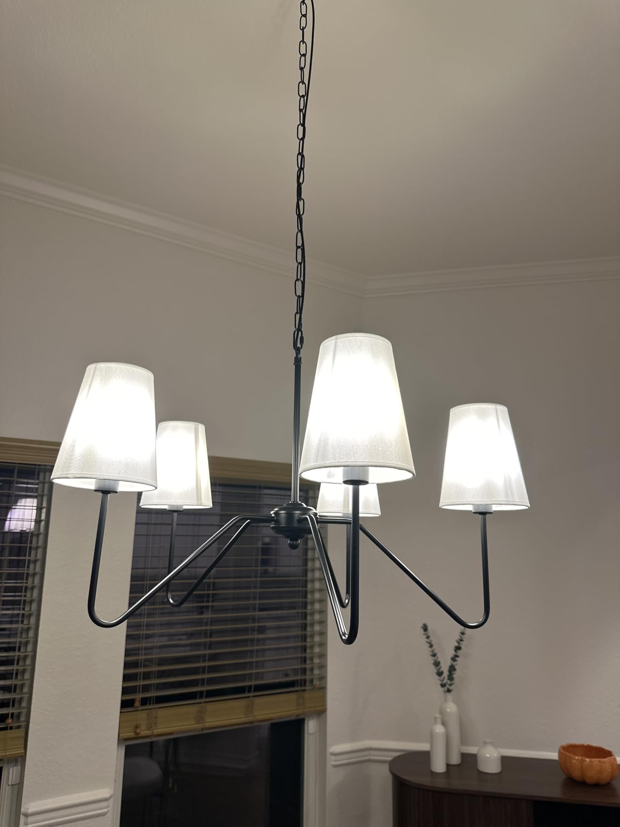 2-Light 55 Inch Modern Linear Chandelier for Dining Room | Farmhouse Kitchen Island Lighting with White Fabric Shades,E26 Base, Height Adjustable, For Over Table Hallway customer photo 2