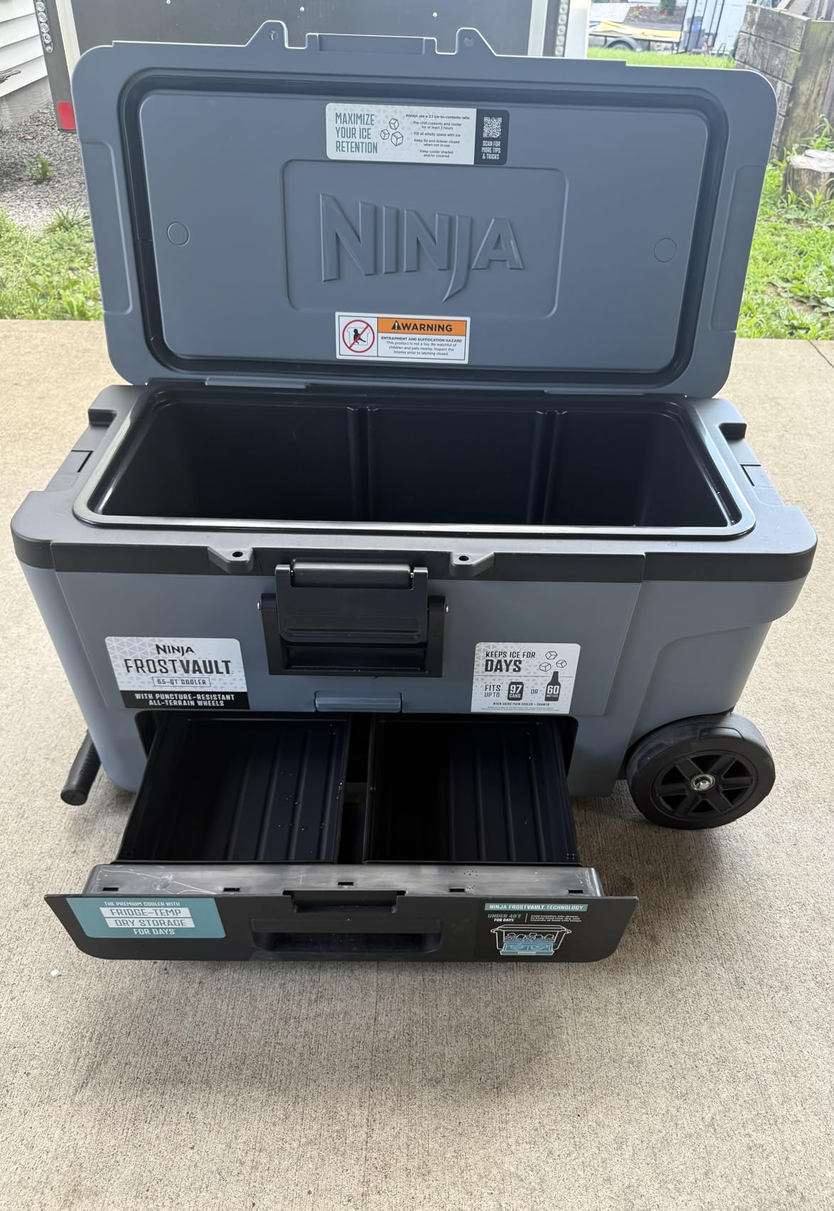 Ninja FrostVault 65QT Cooler with Wheels | Insulated with Temp Dry Storage Drawer | Keeps Ice Cold for Days | for the Beach, Camping, Picnics & More | Birch Beige customer photo 1