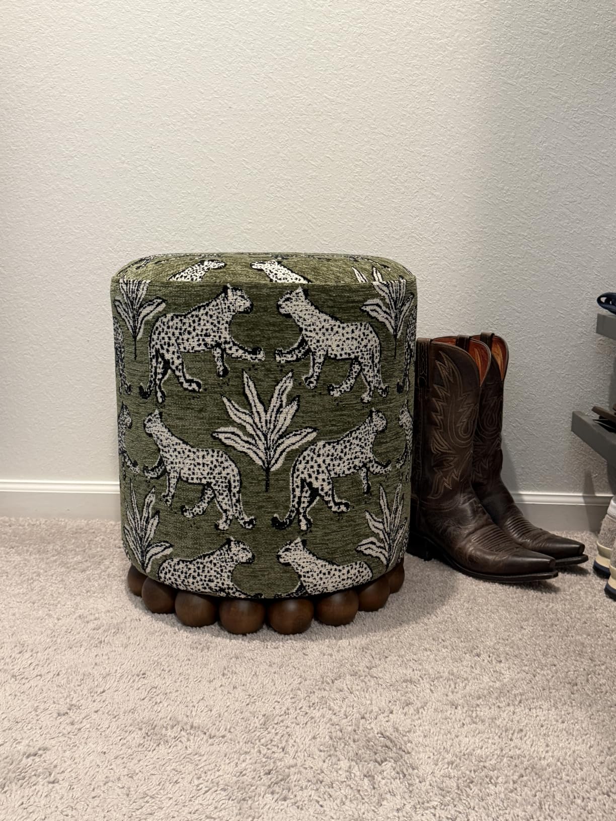 Tov Furniture Dex Taupe Leopard Jacquard Ottoman customer photo 1