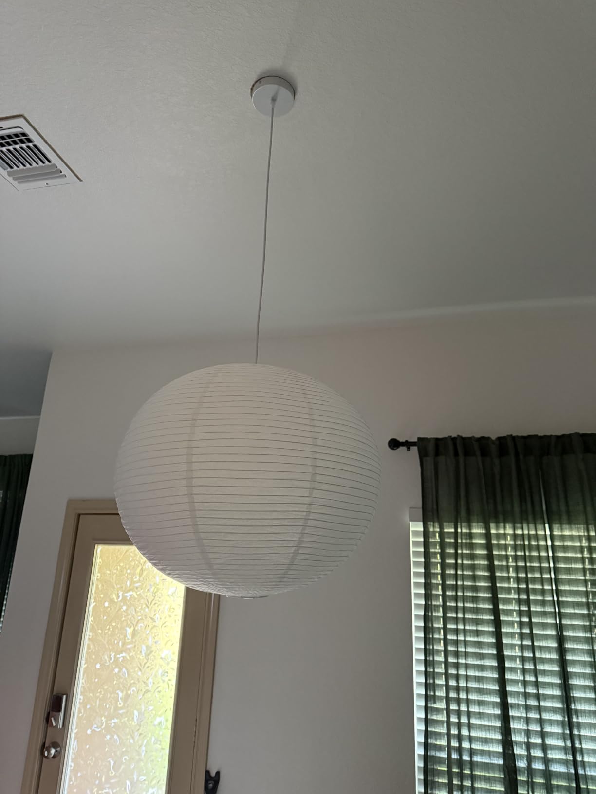 Large Paper Lamp Pendant Light Kit, 23.6in White Globe Lantern | Rice Paper Lantern Lights, E26 Base, Japanese Hanging Lamp Japandi Chandelier for Living Dining Room Bedroom Office 1 Pack customer photo 2