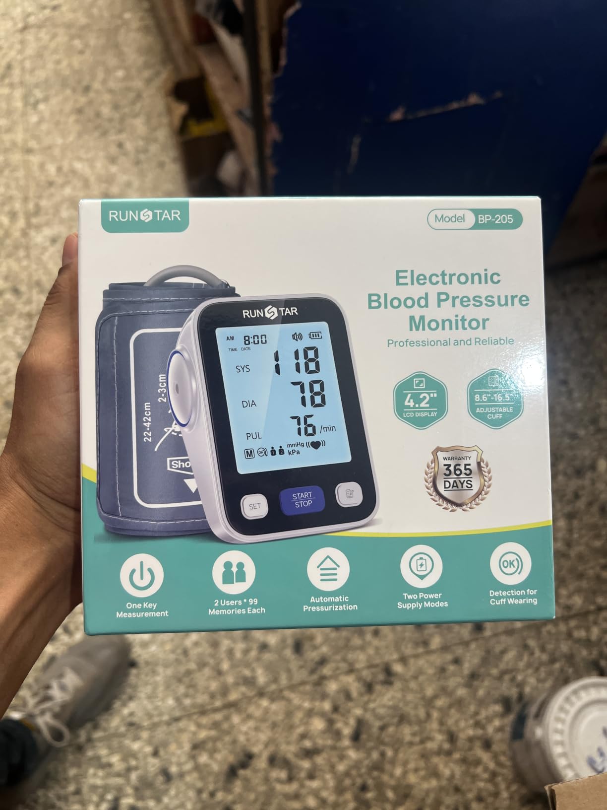 RunStar Upper Arm Blood Pressure Monitor with Wide Range Cuff (8.6''-16.5'') for Home Use FSA&HSA Eligible, Automatic Digital BP Machine with Storage Bag, 2x99 Reading Memory customer photo 2