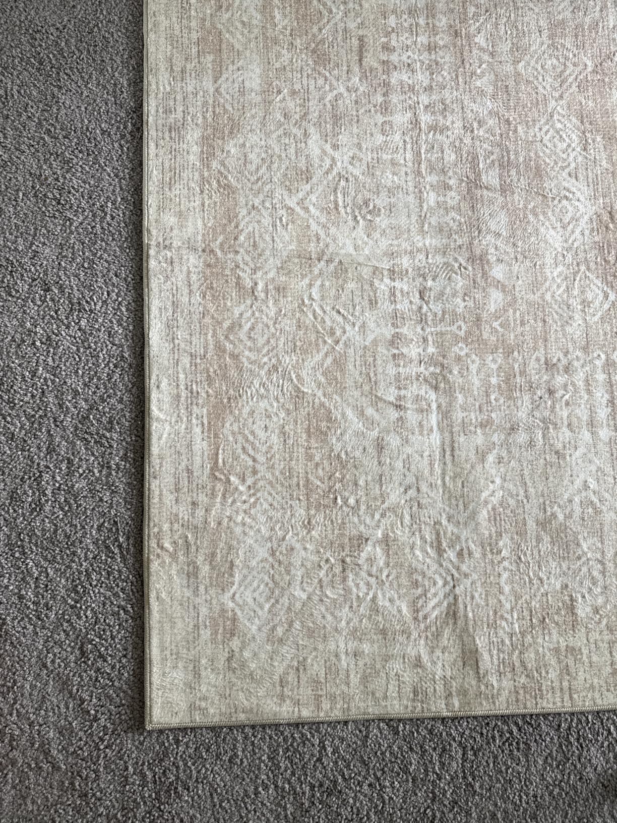 6x9 Area Rugs for Living Room: Washable Moroccan Geometric Boho Rug Farmhouse Non Slip Stain Resistant Large Rug Low Pile Soft Carpet for Bedroom Dining Room Home Office Children Room (Beige,6'x9') customer photo 1