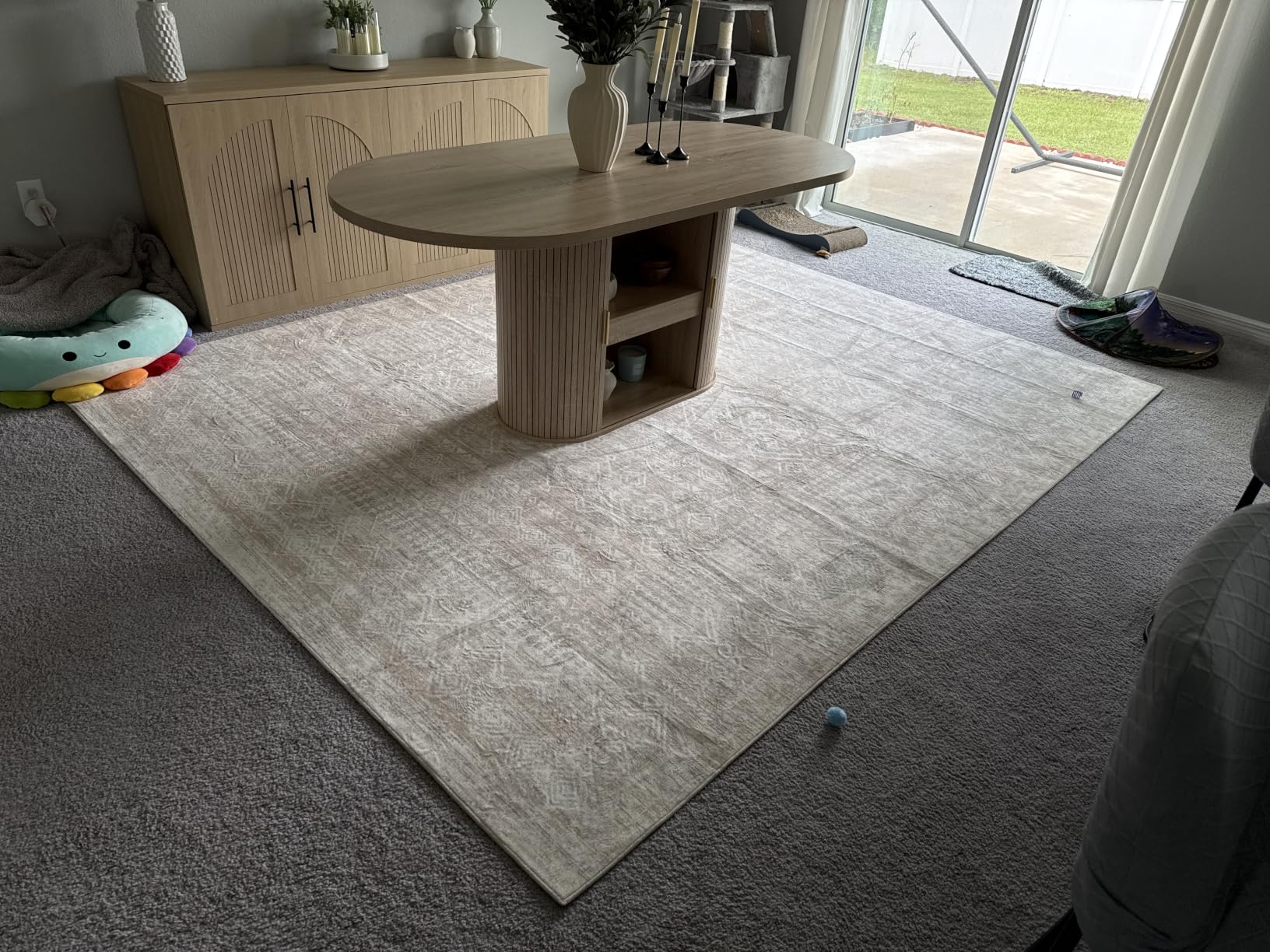 6x9 Area Rugs for Living Room: Washable Moroccan Geometric Boho Rug Farmhouse Non Slip Stain Resistant Large Rug Low Pile Soft Carpet for Bedroom Dining Room Home Office Children Room (Beige,6'x9') customer photo 2