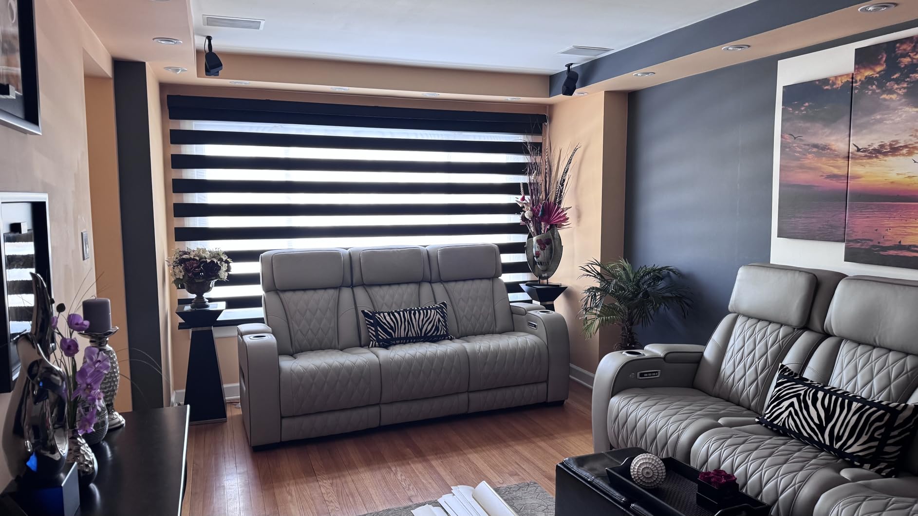 Motorized Blinds with Remote App Voice Control, Custom Zebra Shades | Ultra Quiet Electric Blinds for Windows Doors, Work with Apple Homekit, Alexa, Google Home (100% Blackout Gentle Cream) customer photo 2