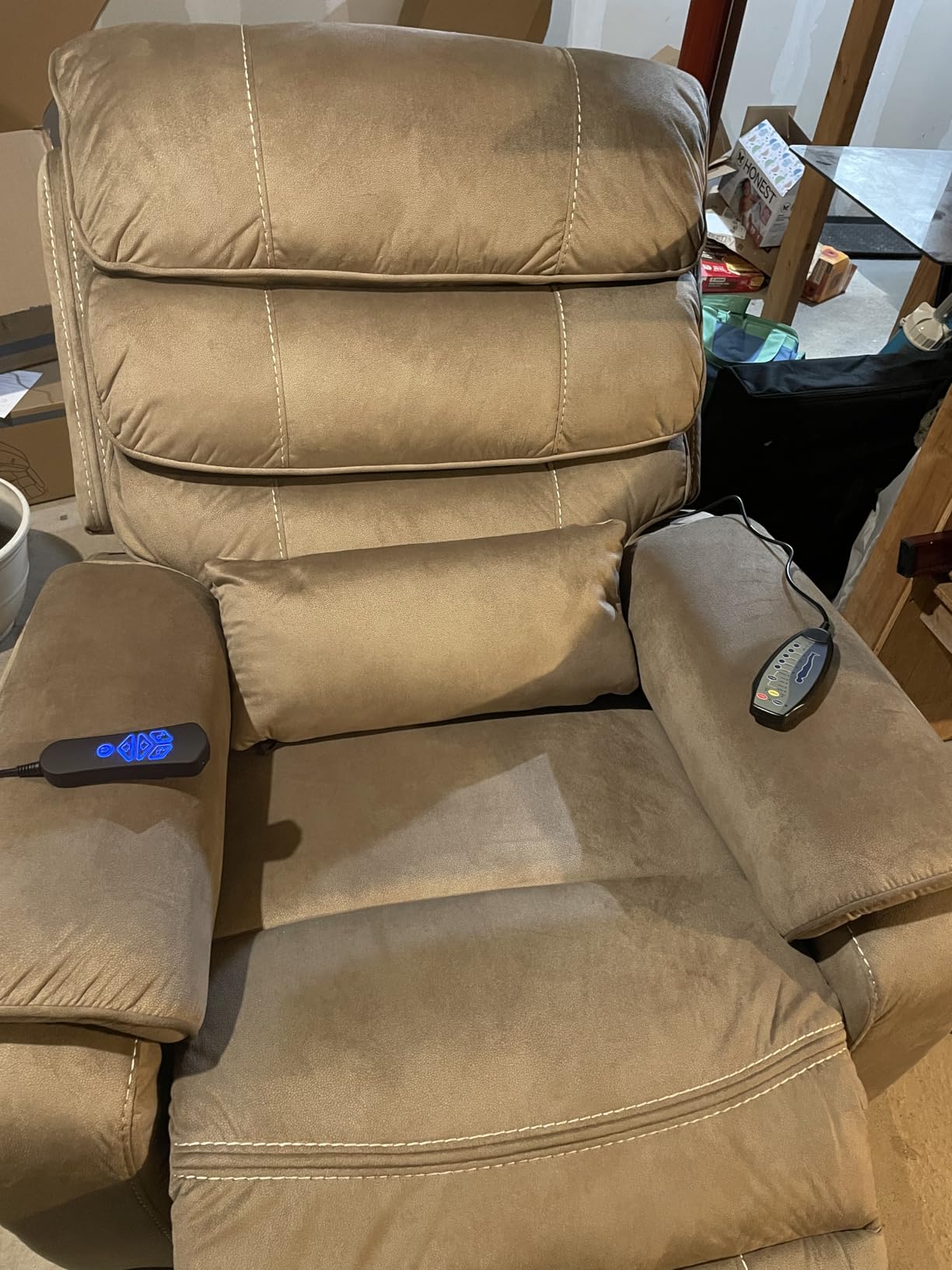 JIKFRIMA Dual Motor Power Lift Recliner Chair for Adults Elderly | Lay Flat Lift Recliners with Heat & Massage,Lumbar Pillow,Cup Holder,Wireless Charger, USB Ports,Velvet Fabric,400lbs customer photo 2
