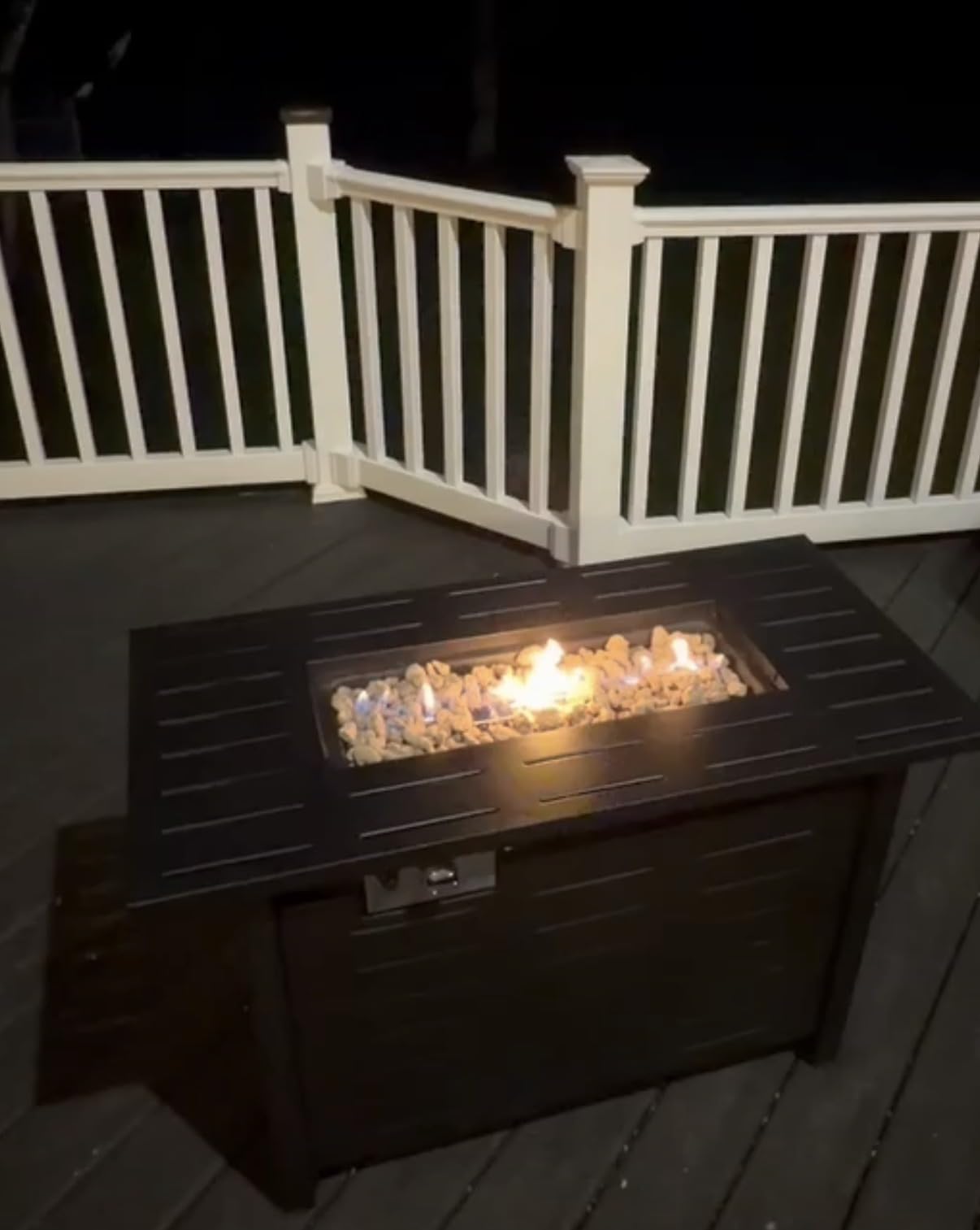 Aoxun 41 Inch Propane Fire Pit–50,000 BTU Gas Fire Pit Table with Removable Lid & Lava Rocks, Rectangle Firepit Table for Outside, Patio, Deck, Backyard, Black customer photo 2