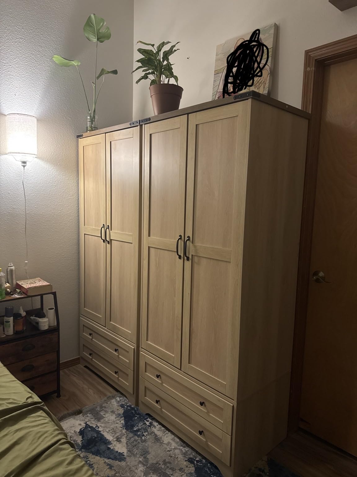 Brafab Wooden Armoire Wardrobe Closet with 2 Modern Doors, 71