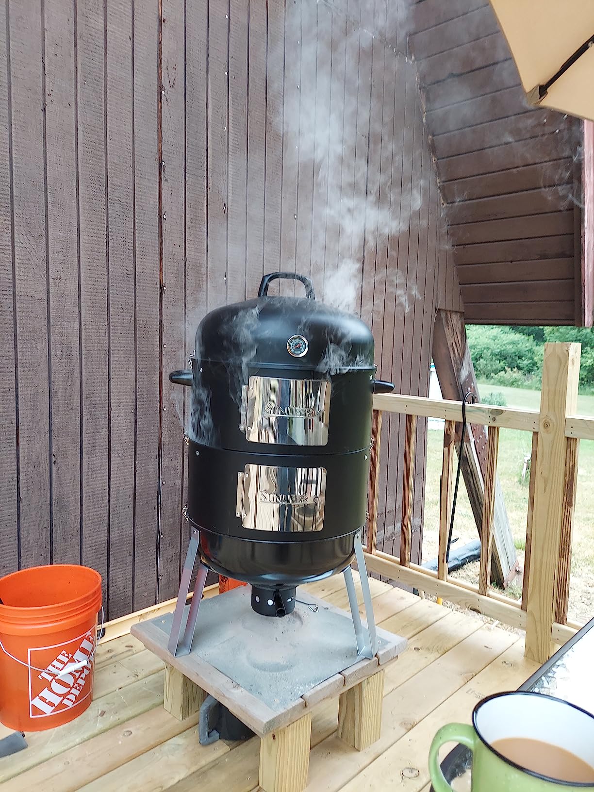 BBQ Charcoal Smoker for Meat: 16 Inch Heavy Duty 4 In 1 BBQ Charcoal Grills - Vertical Barbecue Smokers Grill Combo for Outdoor Cooking Patio Backyard Picnic Party Grilling customer photo 2