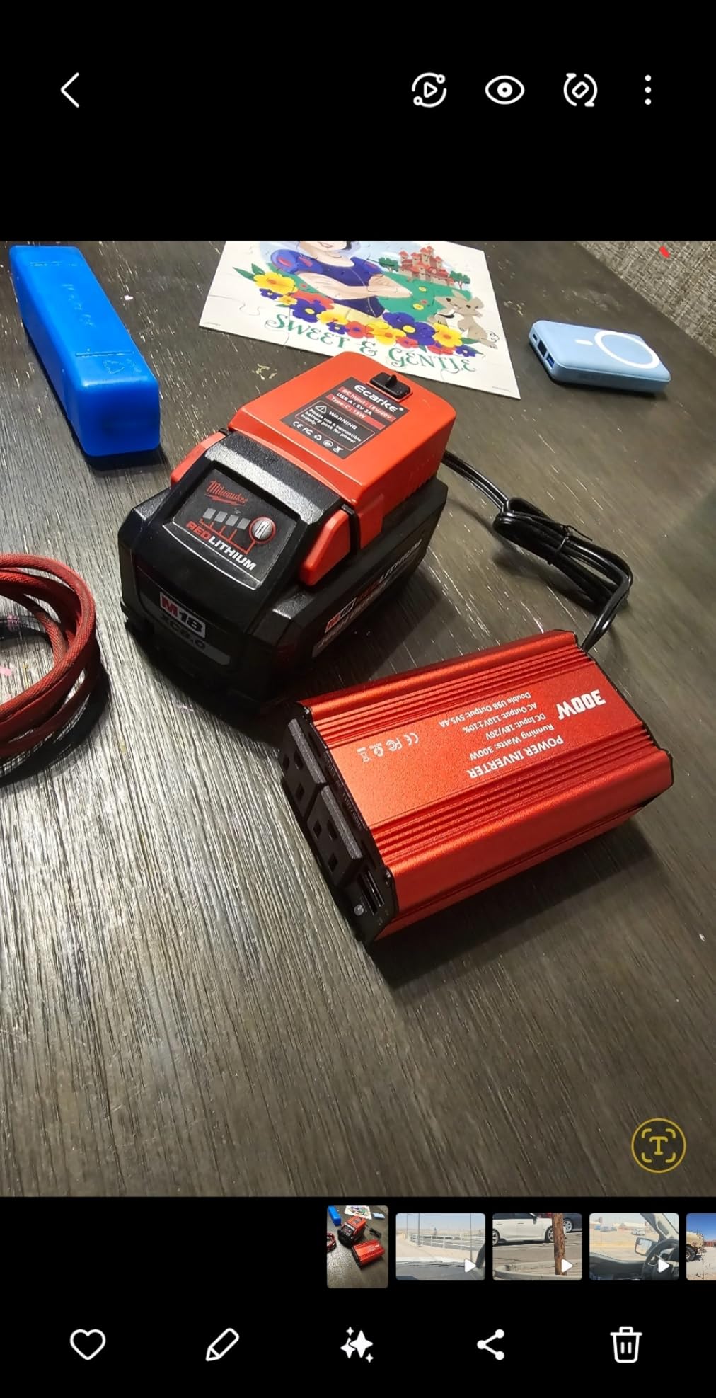Ecarke 300W Portable Power Inverter Compatible with DeWALT 20V Battery, DC 20V to AC 110V Power Station with 2 AC Outlets, 3 USB Ports & 1 Type-C 18W, for Camping RV Emergency Use (No Battery) customer photo 1